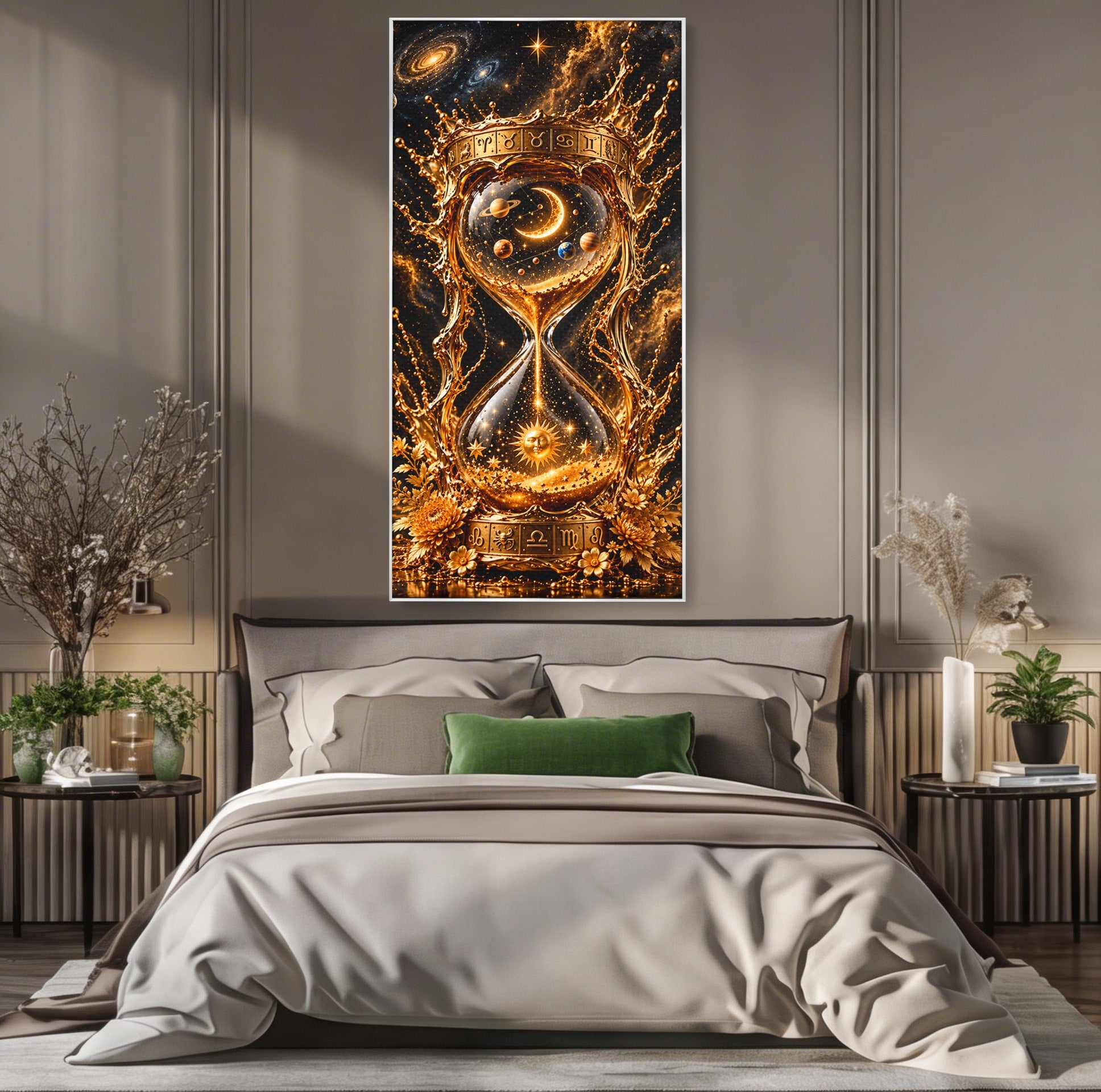 Tablou Canvas Premium LuxCanva® U1200, Clepsidra Cosmica, Univers, Timp, Cosmos, Clepsidra, Dormitor, Living, Culori Vibrante