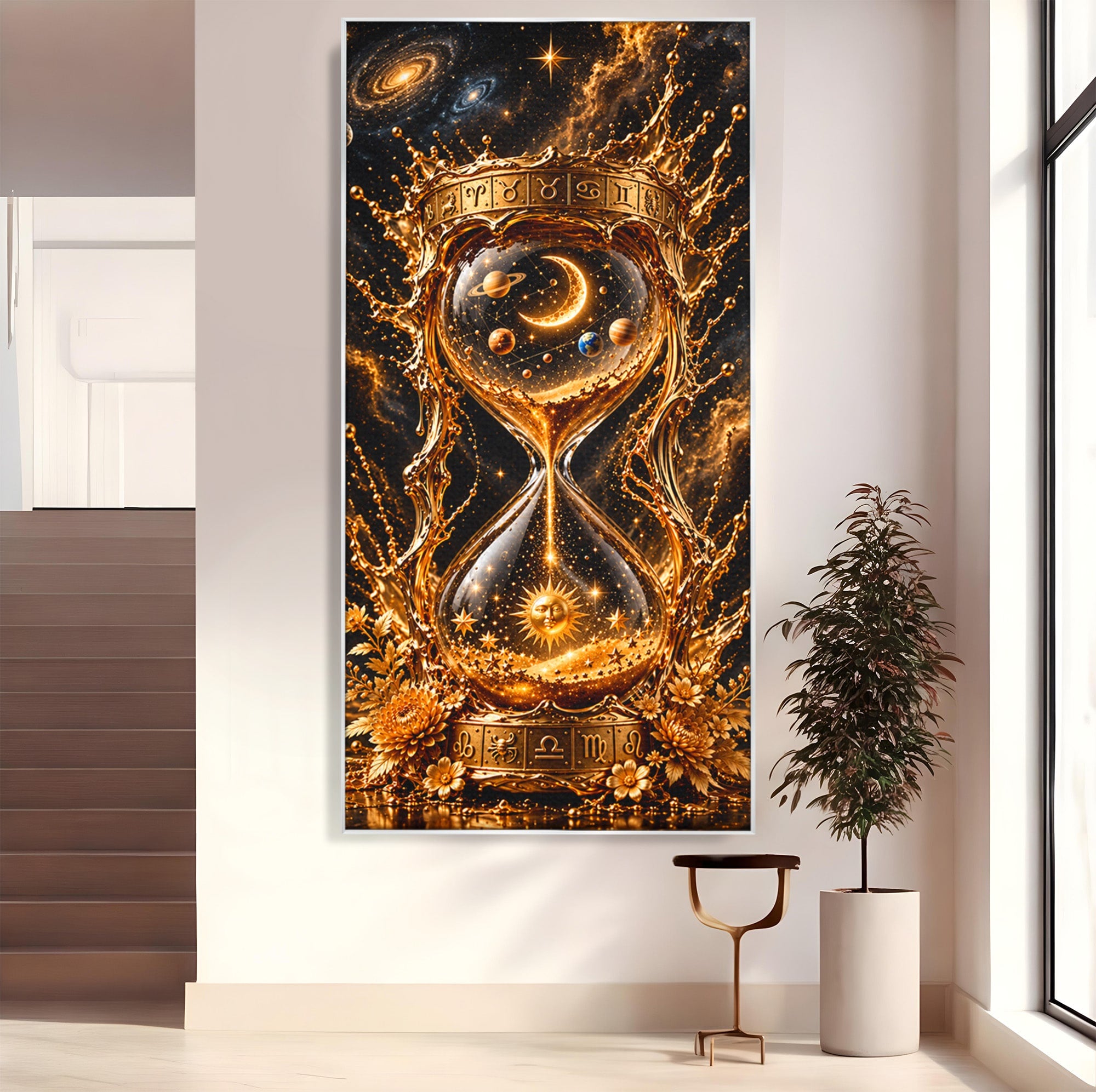 Tablou Canvas Premium LuxCanva® U1200, Clepsidra Cosmica, Univers, Timp, Cosmos, Clepsidra, Dormitor, Living, Culori Vibrante