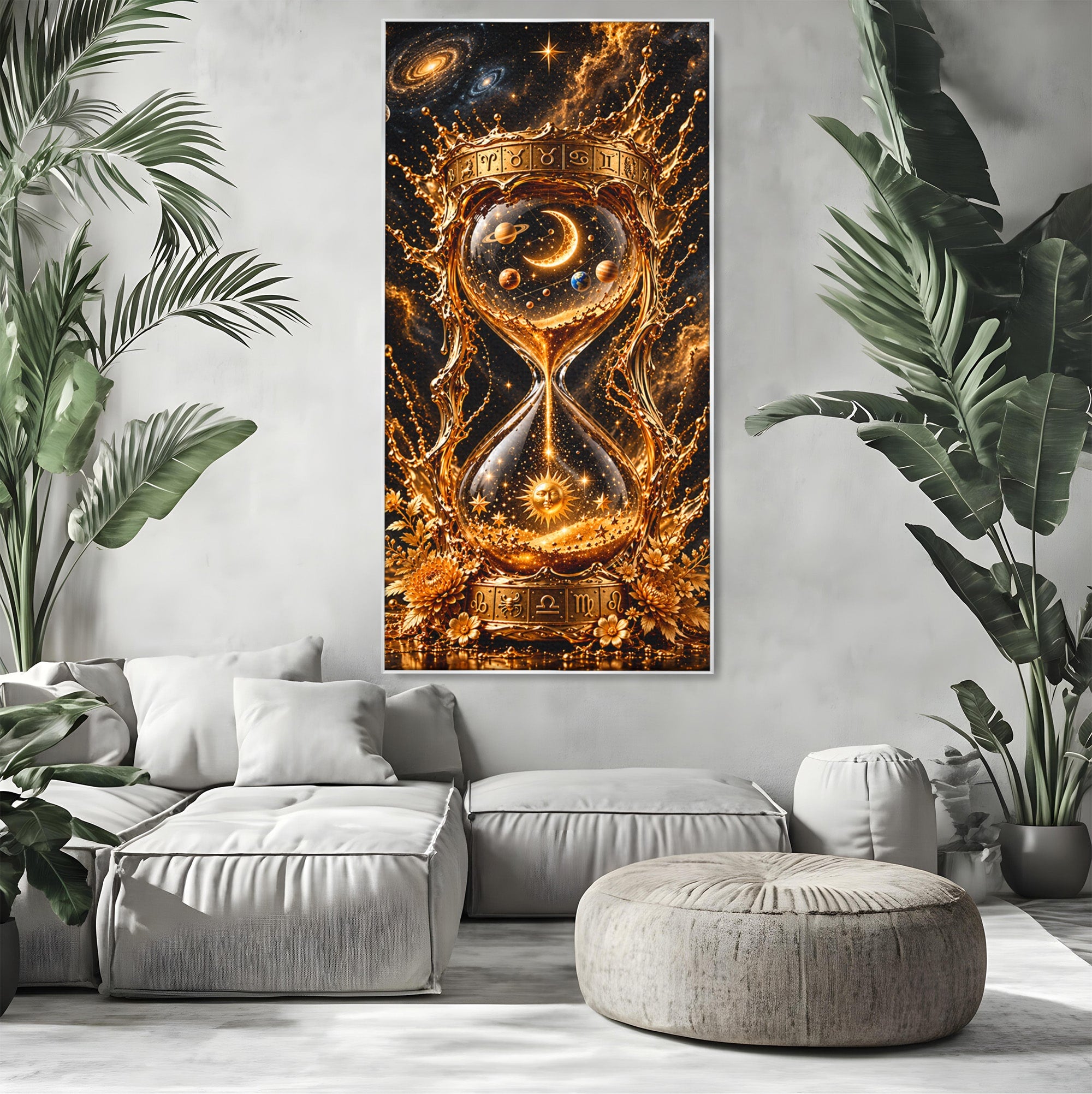 Tablou Canvas Premium LuxCanva® U1200, Clepsidra Cosmica, Univers, Timp, Cosmos, Clepsidra, Dormitor, Living, Culori Vibrante