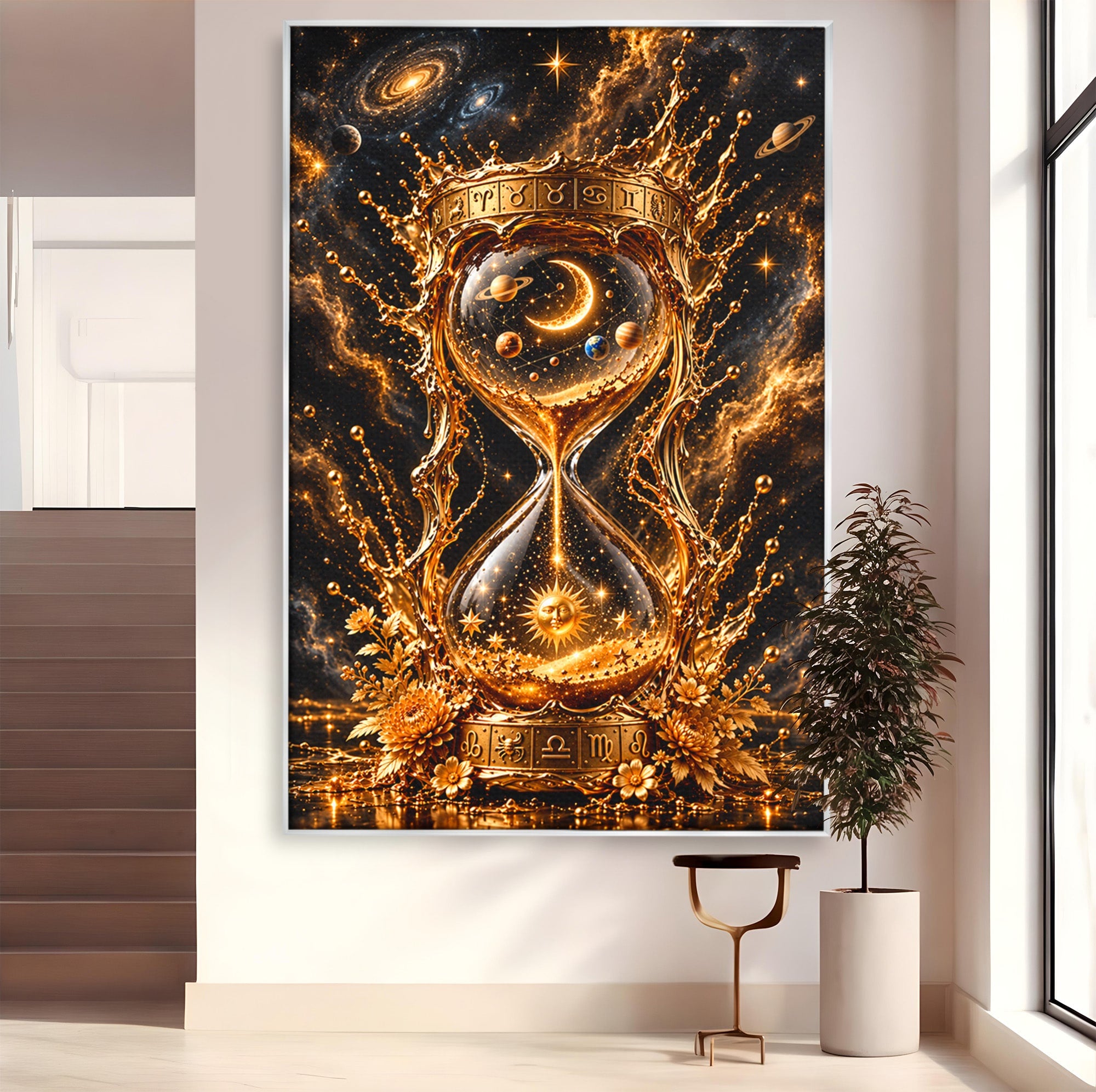 Tablou Canvas Premium LuxCanva® U1200, Clepsidra Cosmica, Univers, Timp, Cosmos, Clepsidra, Dormitor, Living, Culori Vibrante