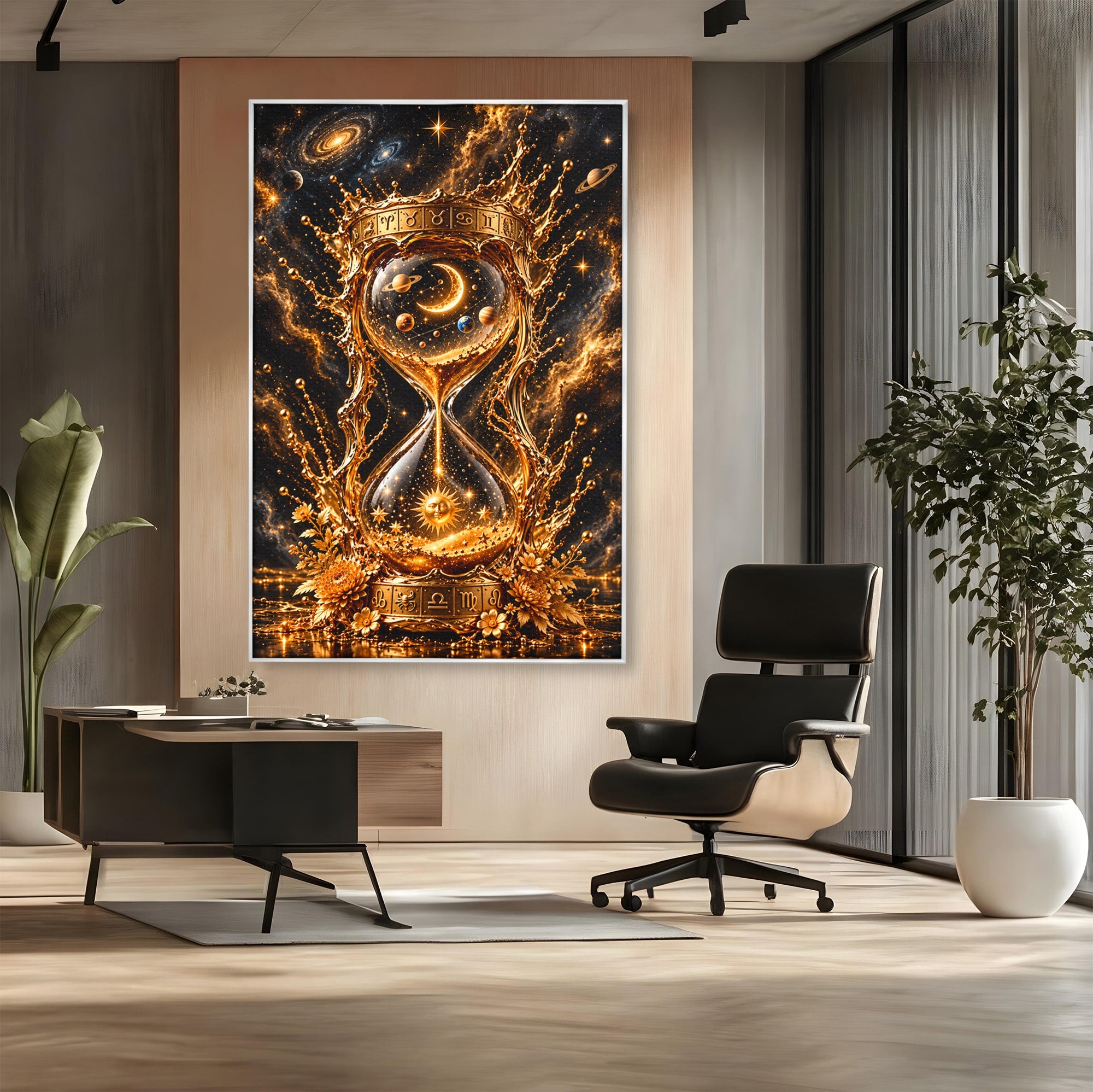 Tablou Canvas Premium LuxCanva® U1200, Clepsidra Cosmica, Univers, Timp, Cosmos, Clepsidra, Dormitor, Living, Culori Vibrante