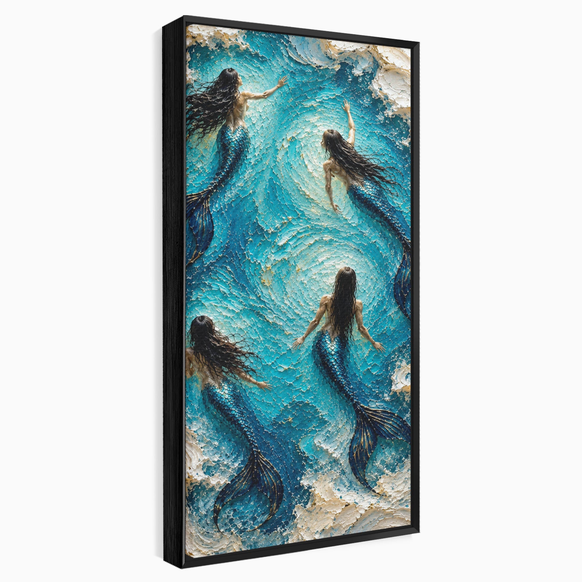 Tablou Canvas Premium LuxCanva® U1201, Sirene In Valuri, Ocean, Valuri, Mister, Sirene, Living, Culori Vibrante