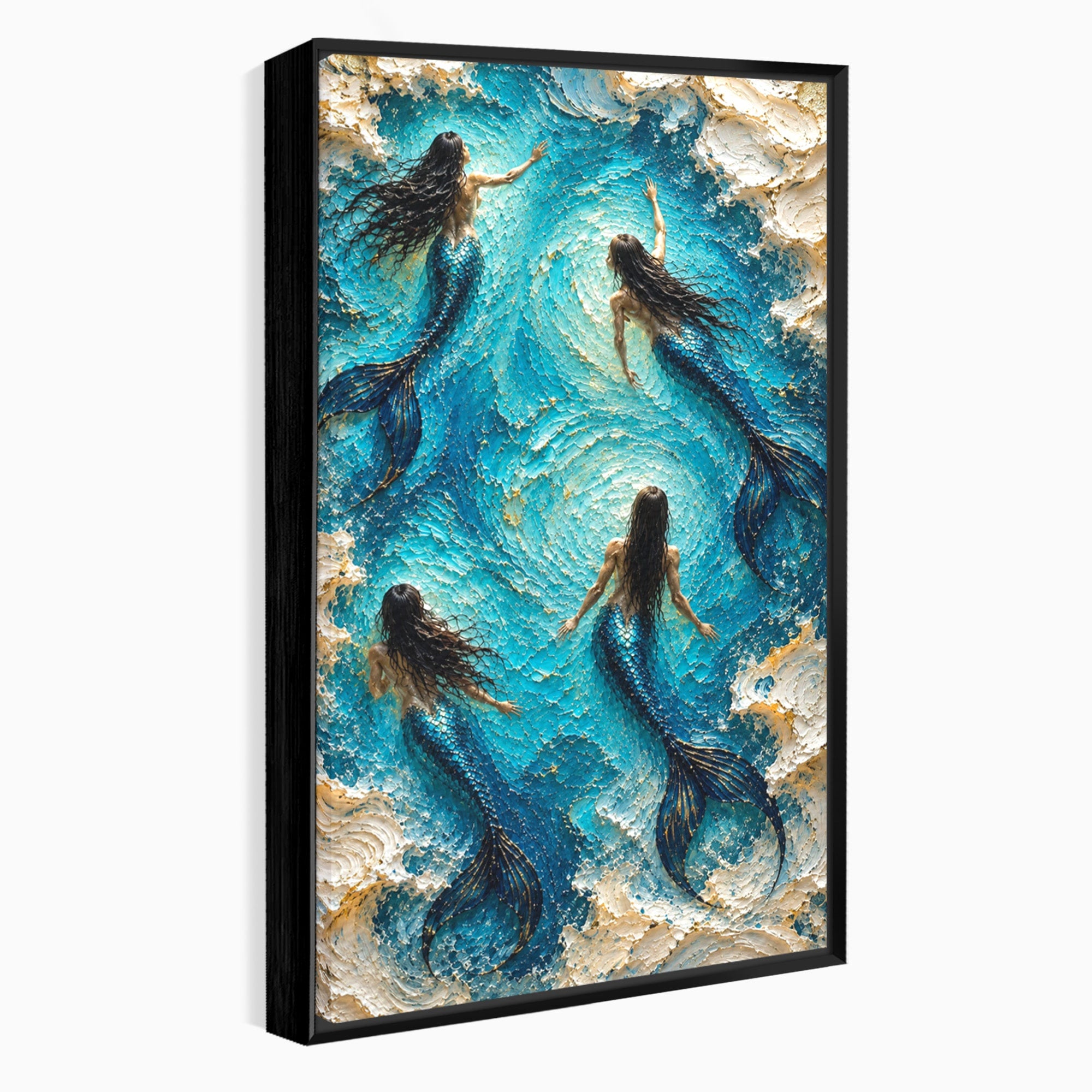 Tablou Canvas Premium LuxCanva® U1201, Sirene In Valuri, Ocean, Valuri, Mister, Sirene, Living, Culori Vibrante