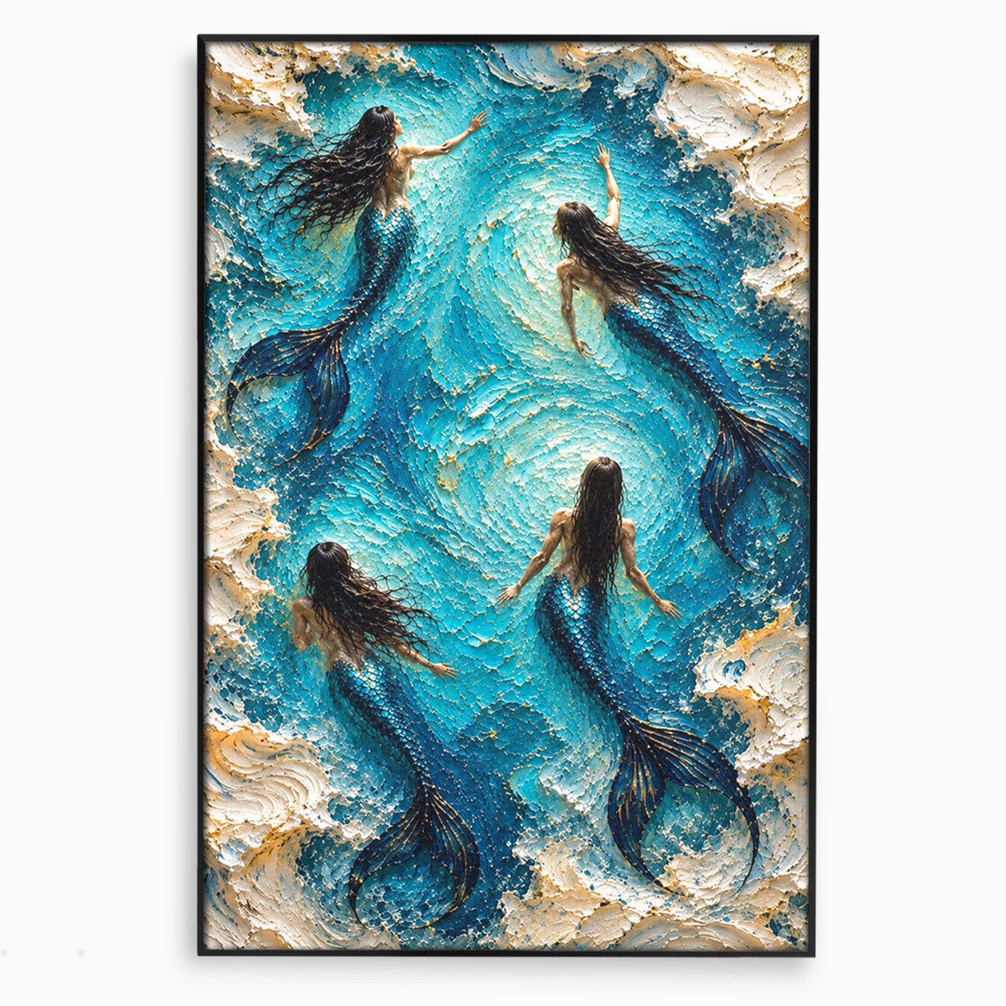 Tablou Canvas Premium LuxCanva® U1201, Sirene In Valuri, Ocean, Valuri, Mister, Sirene, Living, Culori Vibrante