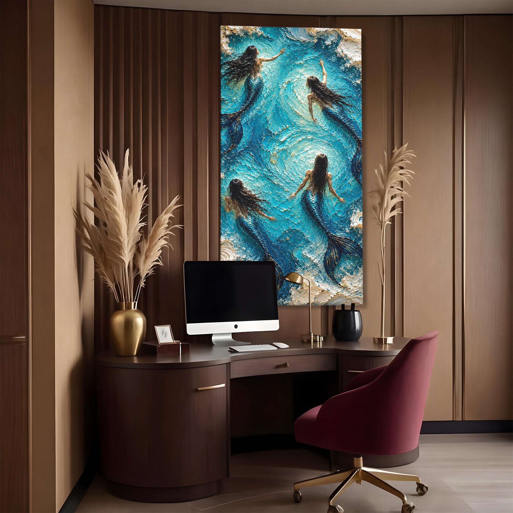 Tablou Canvas Premium LuxCanva® U1201, Sirene In Valuri, Ocean, Valuri, Mister, Sirene, Living, Culori Vibrante