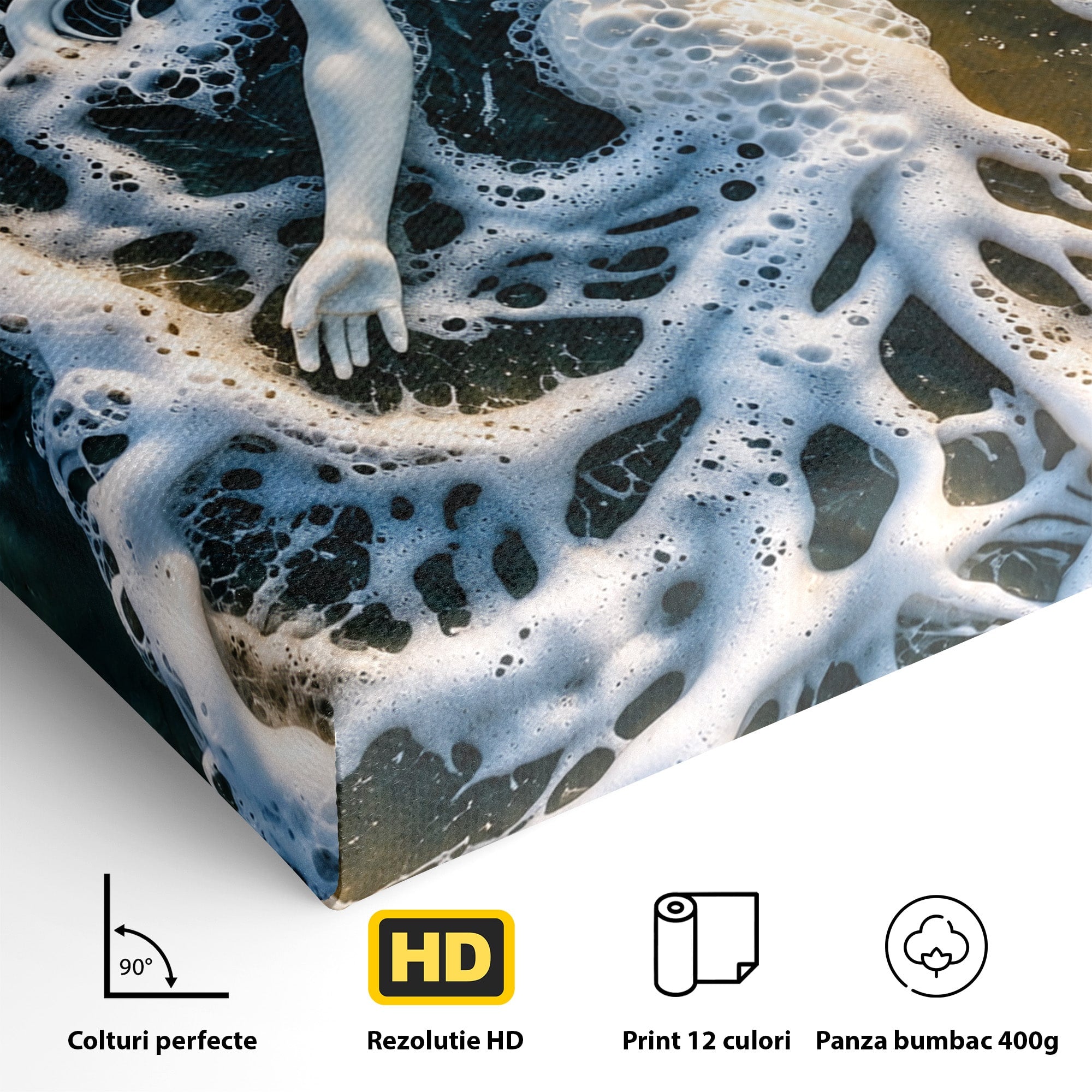 Tablou Canvas Premium LuxCanva® U1202, Suflet în Valuri, Sirena, Ocean, Valuri, Mitologie, Dormitor, Culori Vibrante