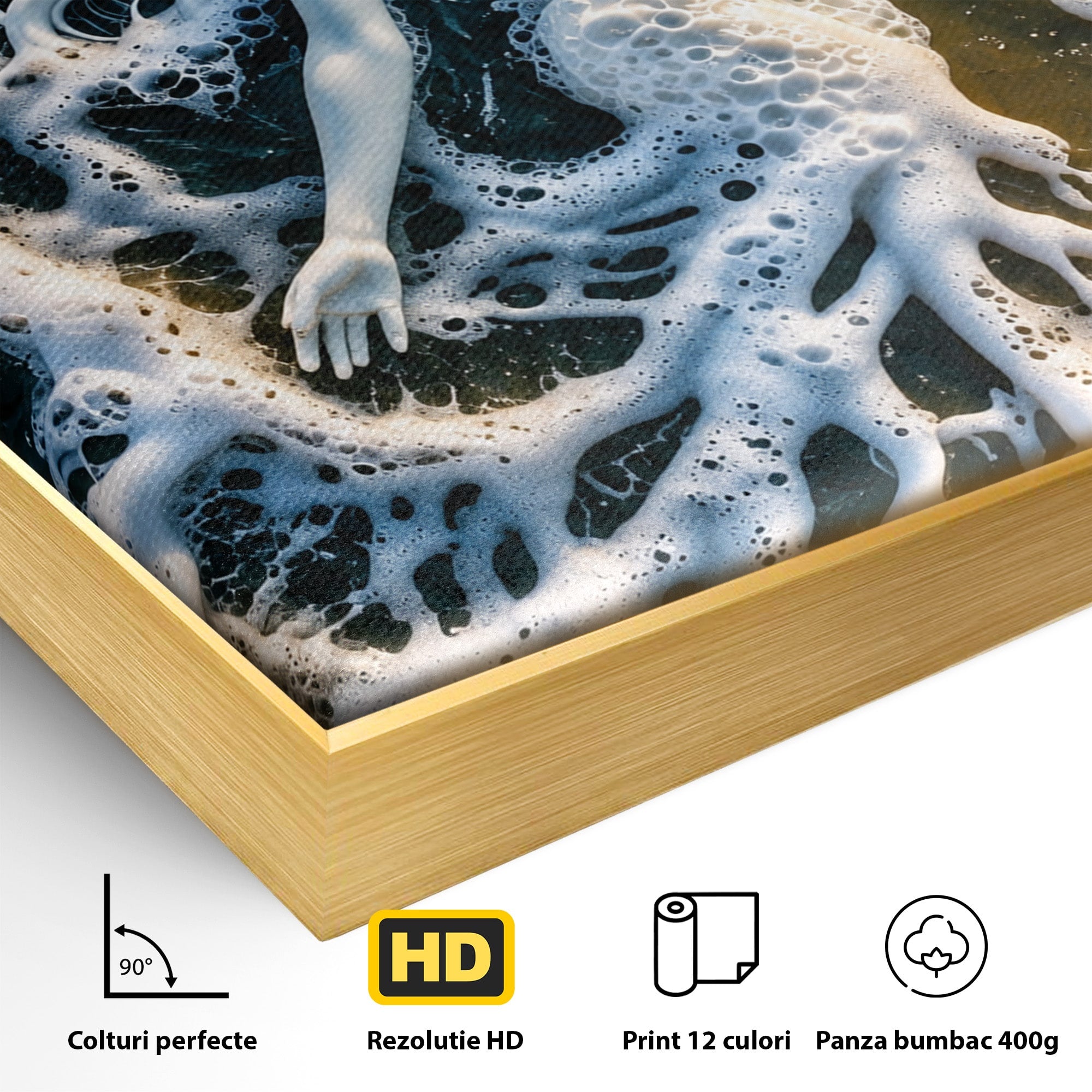 Tablou Canvas Premium LuxCanva® U1202, Suflet în Valuri, Sirena, Ocean, Valuri, Mitologie, Dormitor, Culori Vibrante