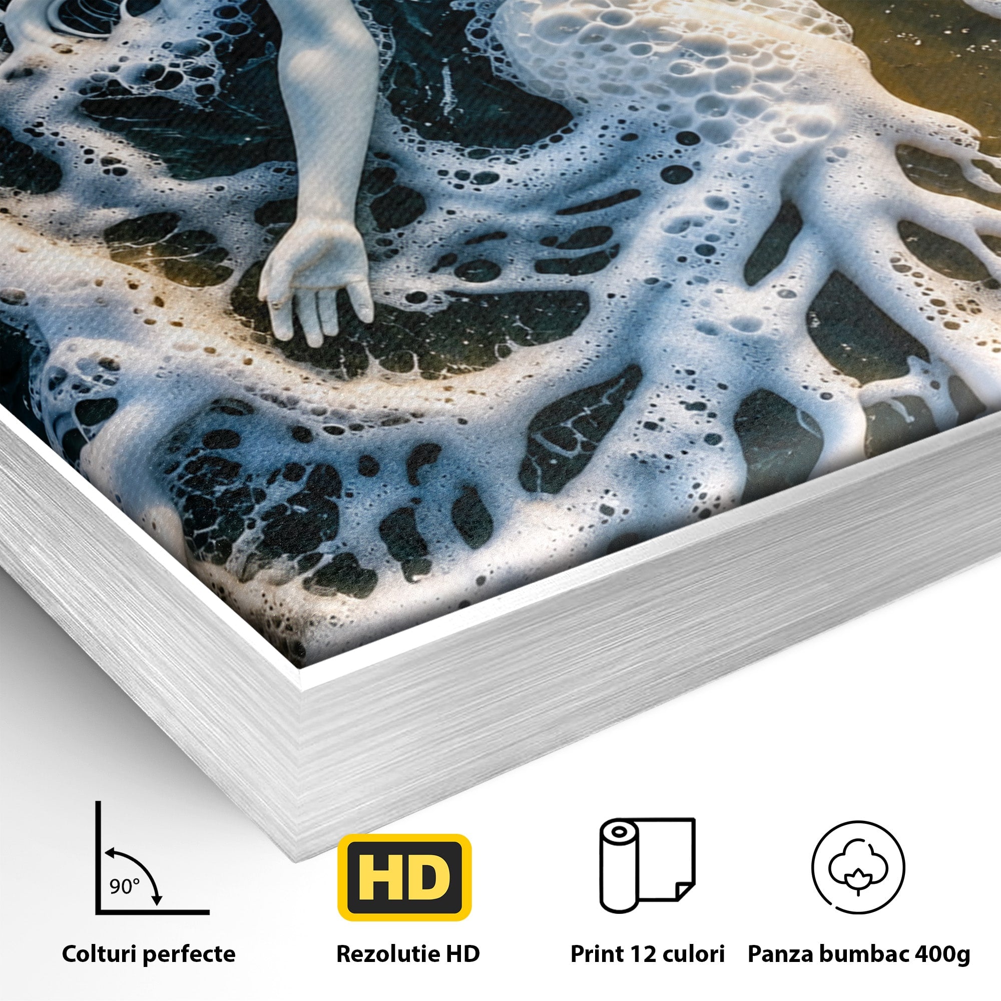 Tablou Canvas Premium LuxCanva® U1202, Suflet în Valuri, Sirena, Ocean, Valuri, Mitologie, Dormitor, Culori Vibrante