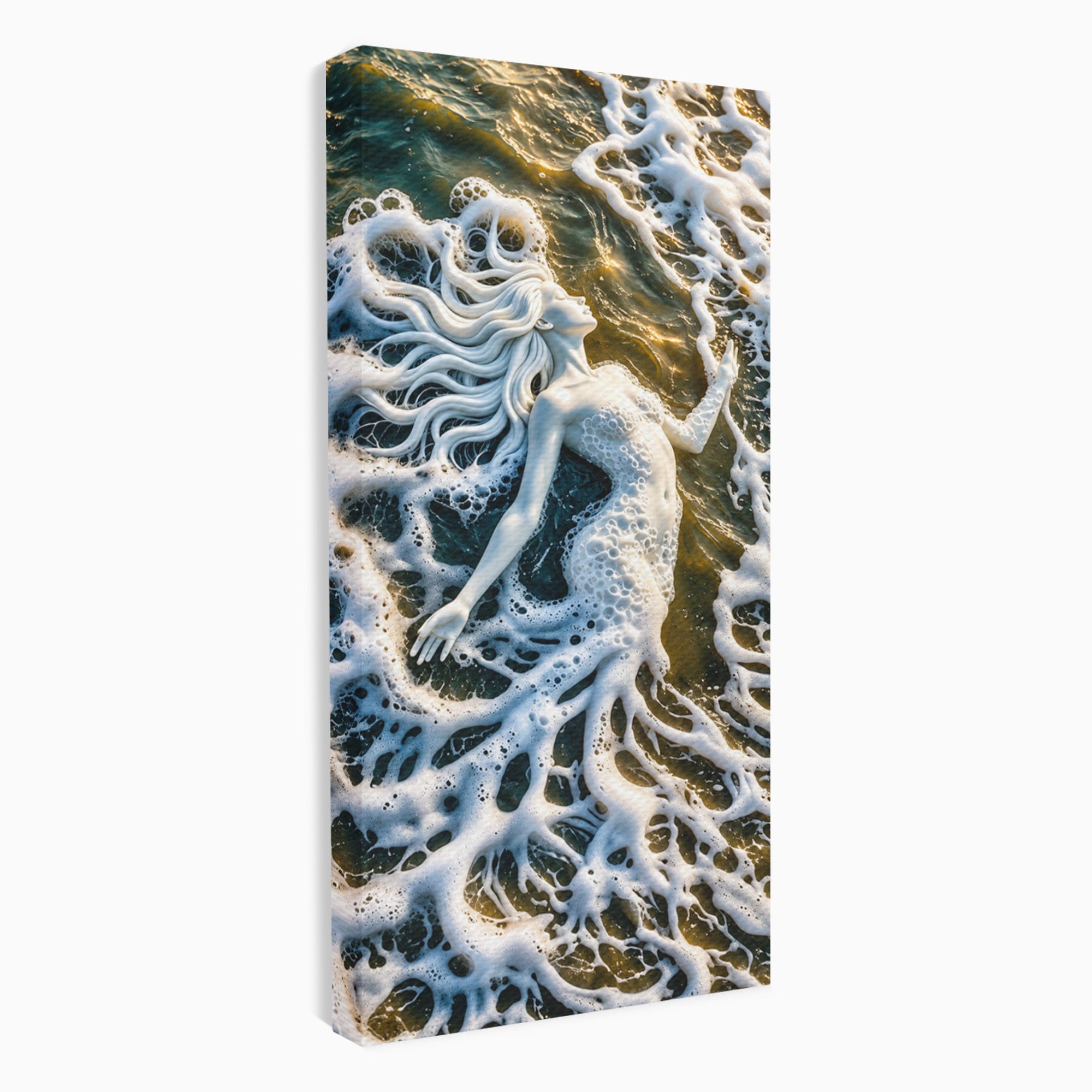 Tablou Canvas Premium LuxCanva® U1202, Suflet în Valuri, Sirena, Ocean, Valuri, Mitologie, Dormitor, Culori Vibrante
