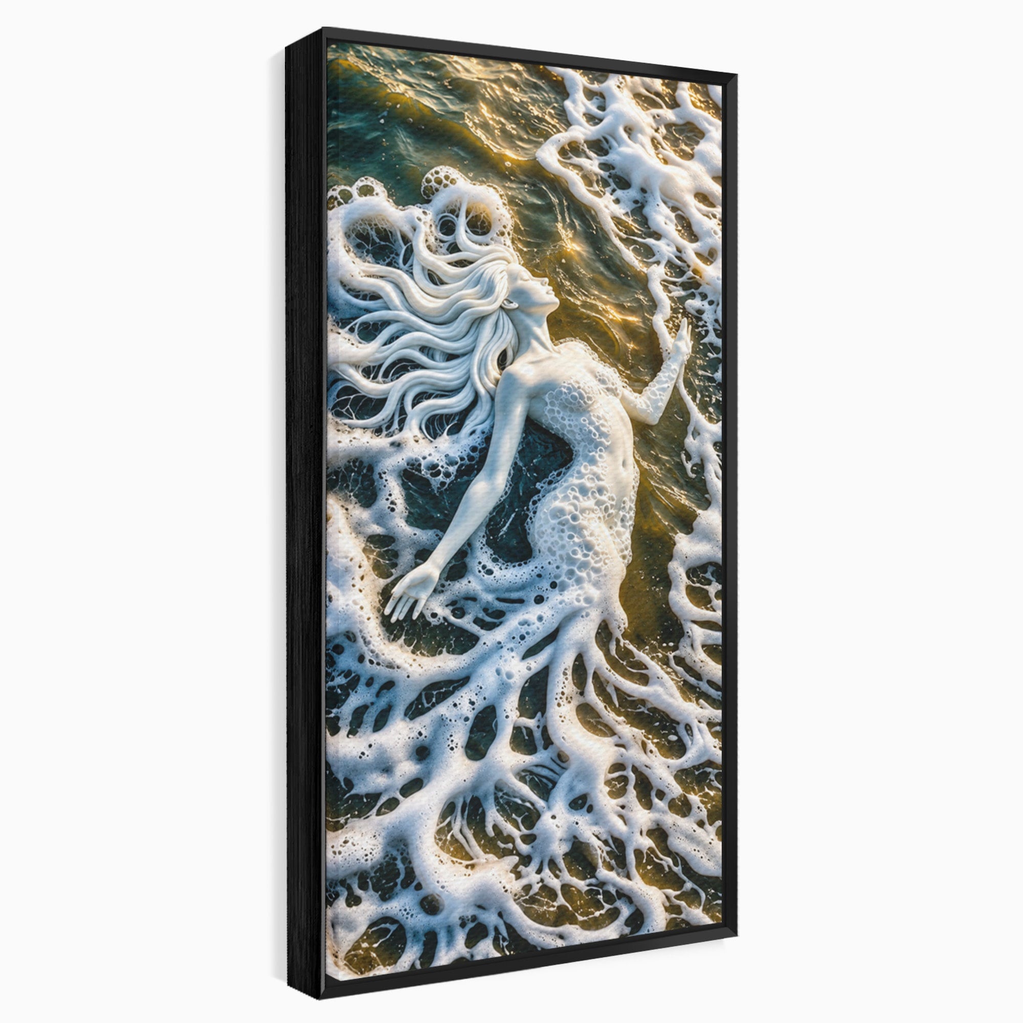 Tablou Canvas Premium LuxCanva® U1202, Suflet în Valuri, Sirena, Ocean, Valuri, Mitologie, Dormitor, Culori Vibrante