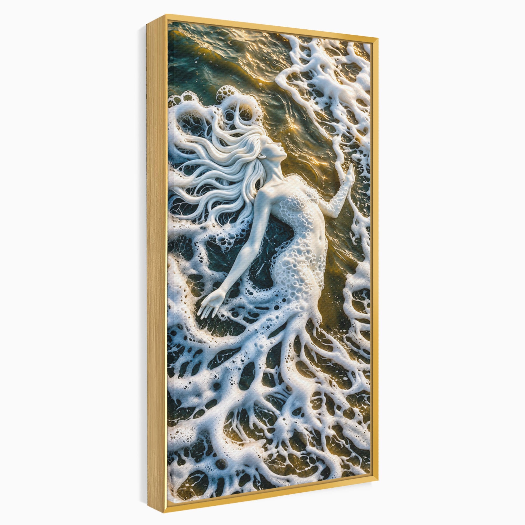 Tablou Canvas Premium LuxCanva® U1202, Suflet în Valuri, Sirena, Ocean, Valuri, Mitologie, Dormitor, Culori Vibrante