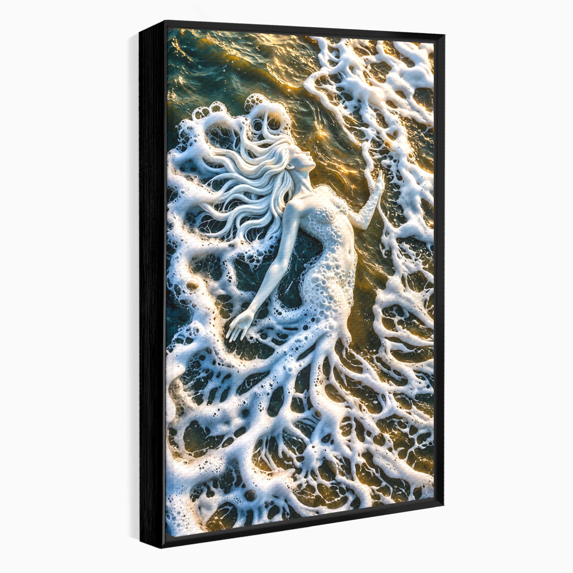 Tablou Canvas Premium LuxCanva® U1202, Suflet în Valuri, Sirena, Ocean, Valuri, Mitologie, Dormitor, Culori Vibrante