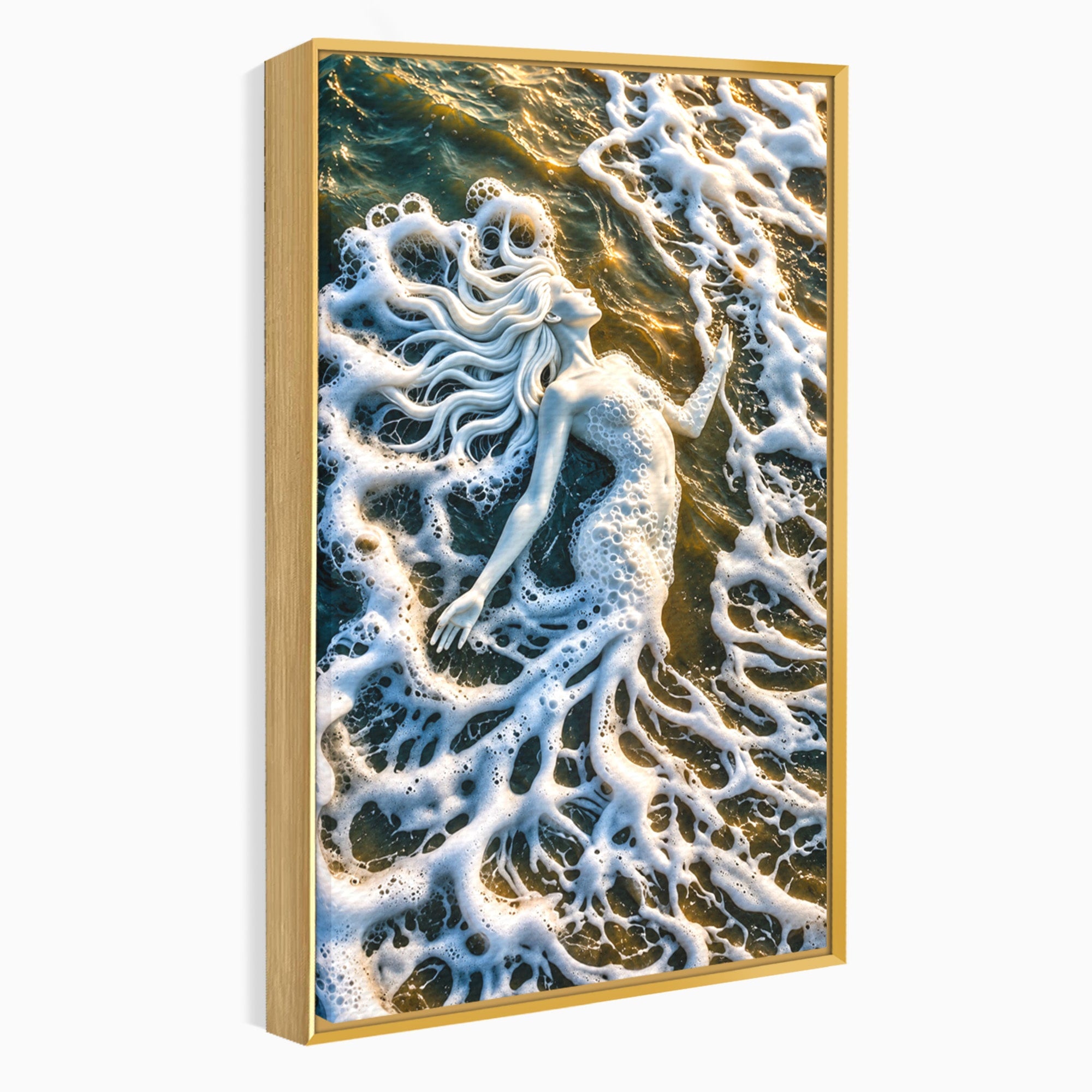 Tablou Canvas Premium LuxCanva® U1202, Suflet în Valuri, Sirena, Ocean, Valuri, Mitologie, Dormitor, Culori Vibrante