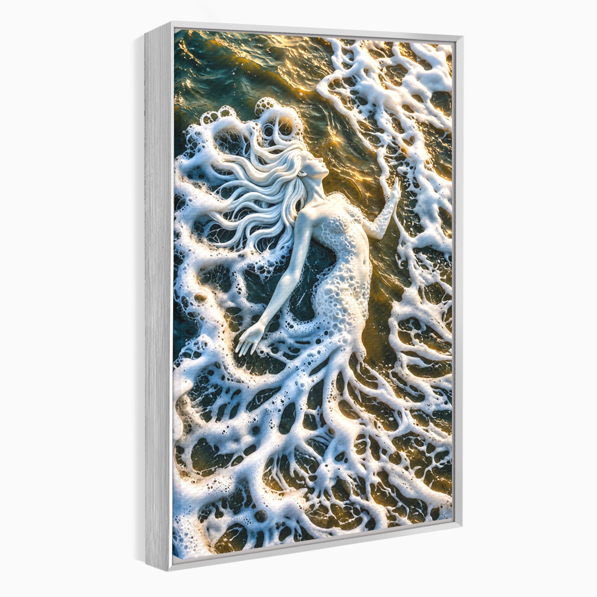 Tablou Canvas Premium LuxCanva® U1202, Suflet în Valuri, Sirena, Ocean, Valuri, Mitologie, Dormitor, Culori Vibrante