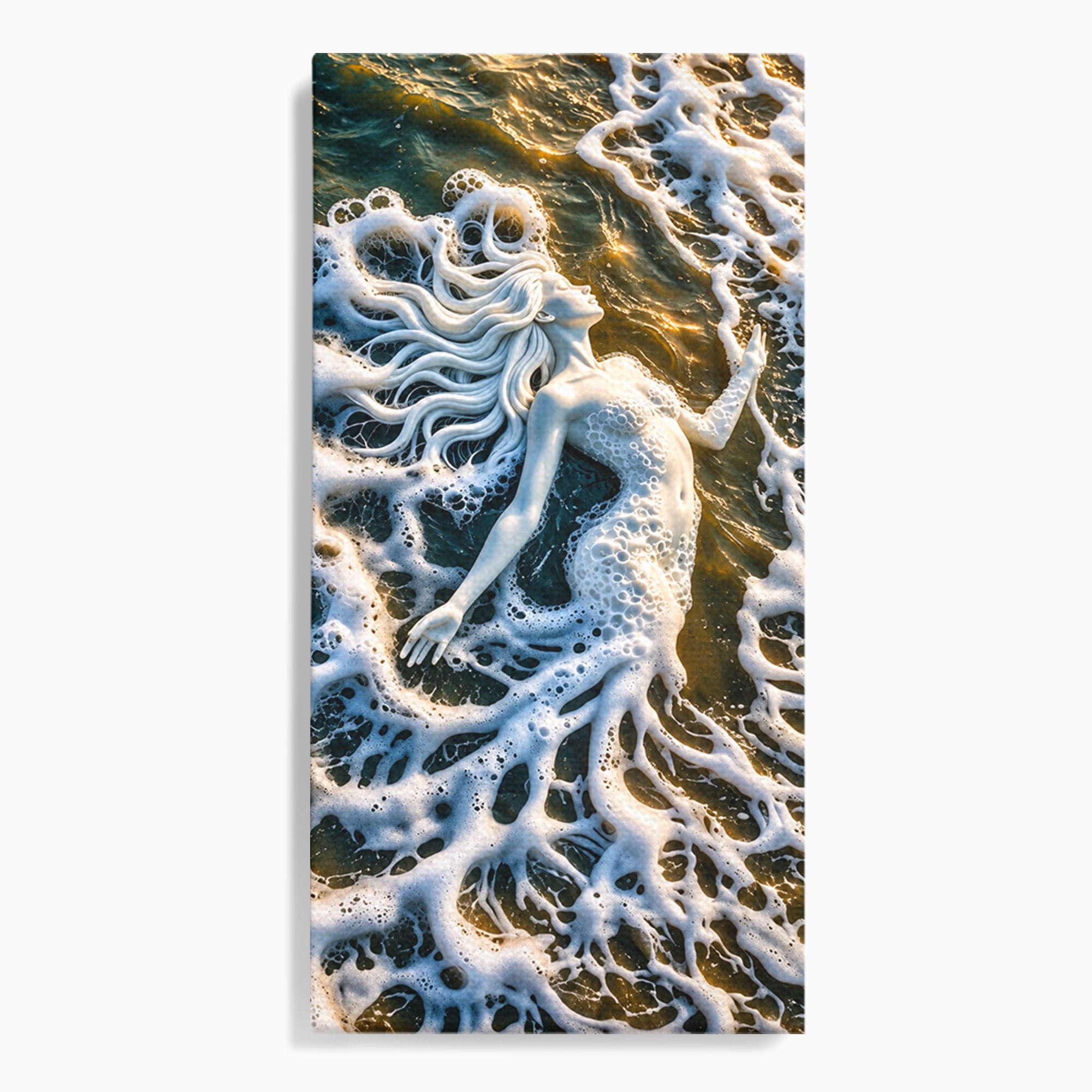 Tablou Canvas Premium LuxCanva® U1202, Suflet în Valuri, Sirena, Ocean, Valuri, Mitologie, Dormitor, Culori Vibrante