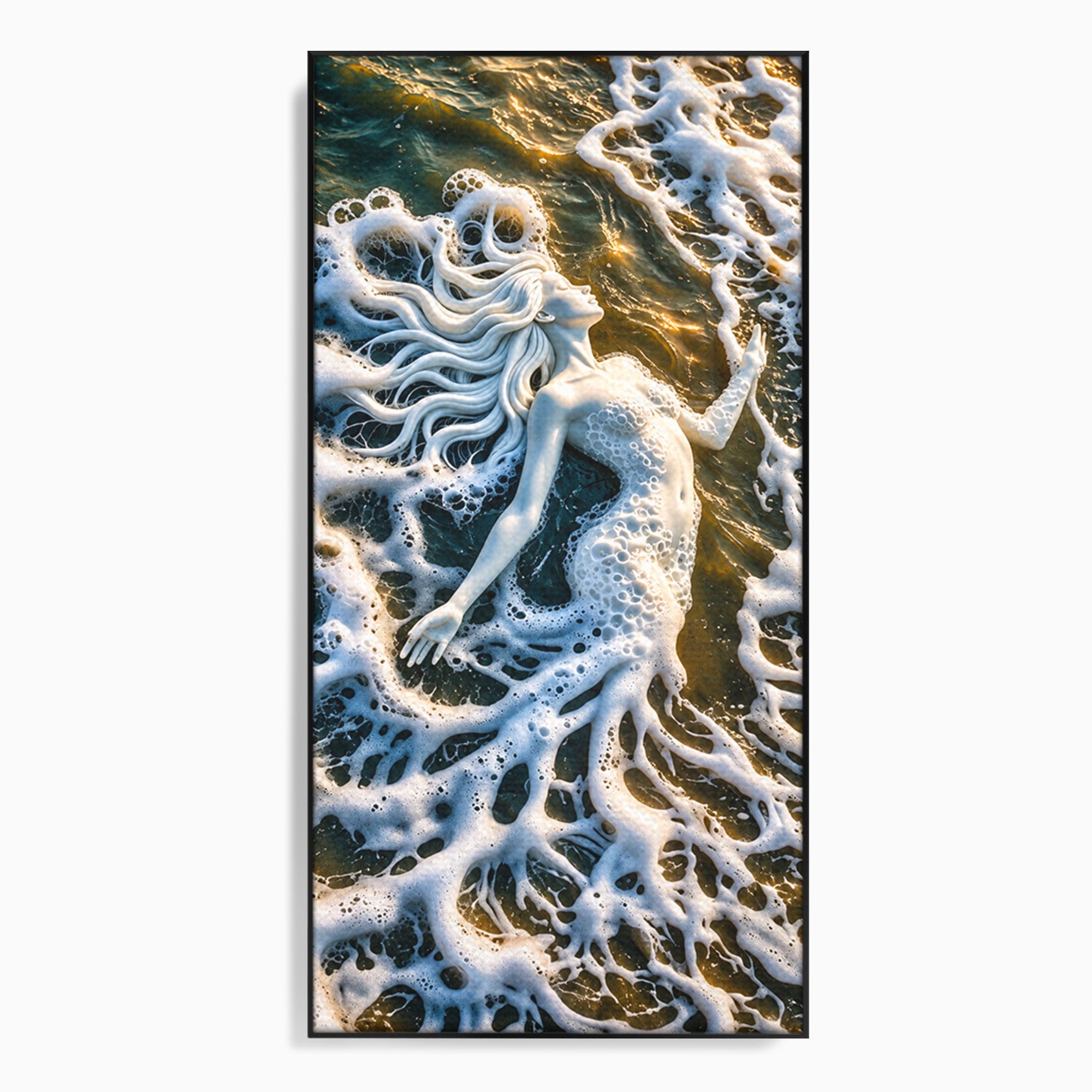 Tablou Canvas Premium LuxCanva® U1202, Suflet în Valuri, Sirena, Ocean, Valuri, Mitologie, Dormitor, Culori Vibrante