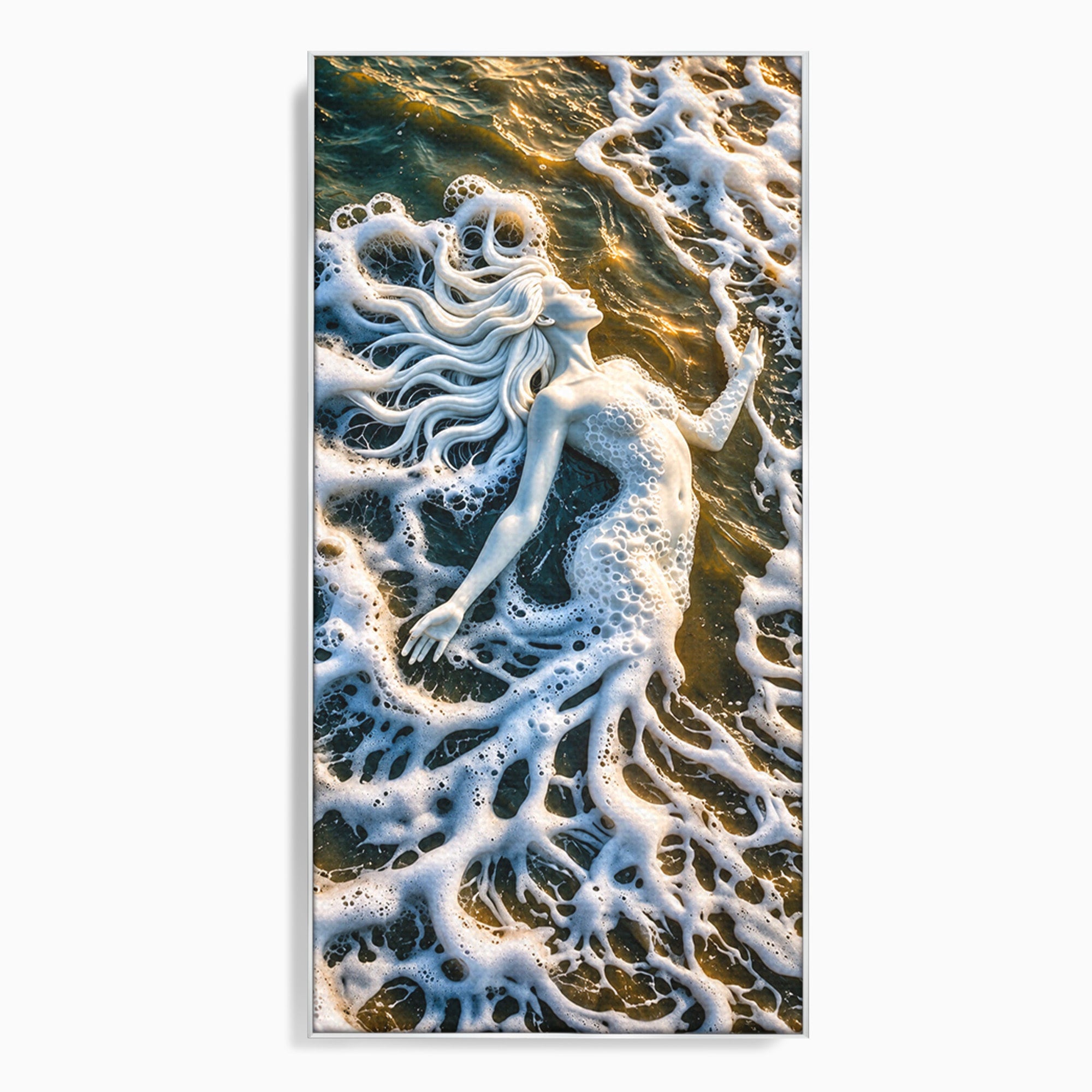 Tablou Canvas Premium LuxCanva® U1202, Suflet în Valuri, Sirena, Ocean, Valuri, Mitologie, Dormitor, Culori Vibrante
