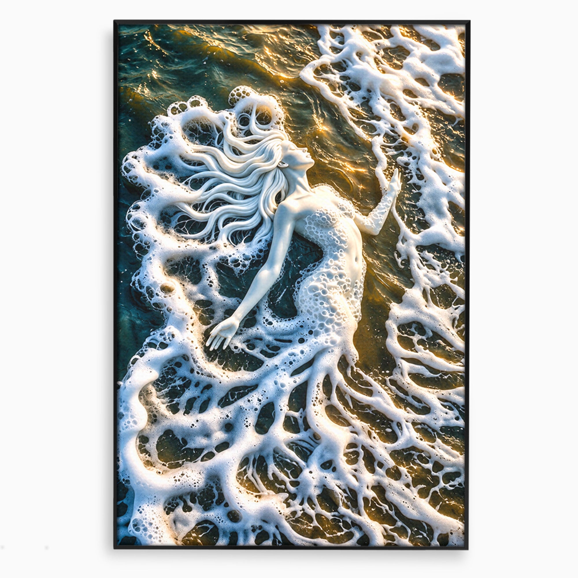 Tablou Canvas Premium LuxCanva® U1202, Suflet în Valuri, Sirena, Ocean, Valuri, Mitologie, Dormitor, Culori Vibrante