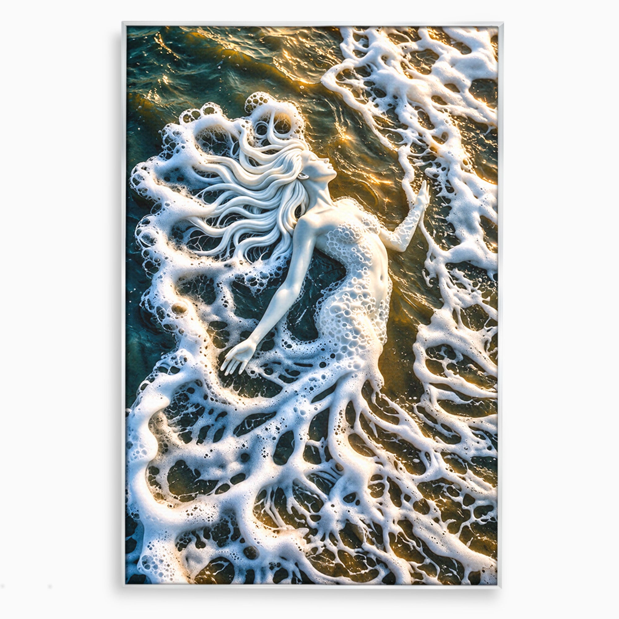 Tablou Canvas Premium LuxCanva® U1202, Suflet în Valuri, Sirena, Ocean, Valuri, Mitologie, Dormitor, Culori Vibrante