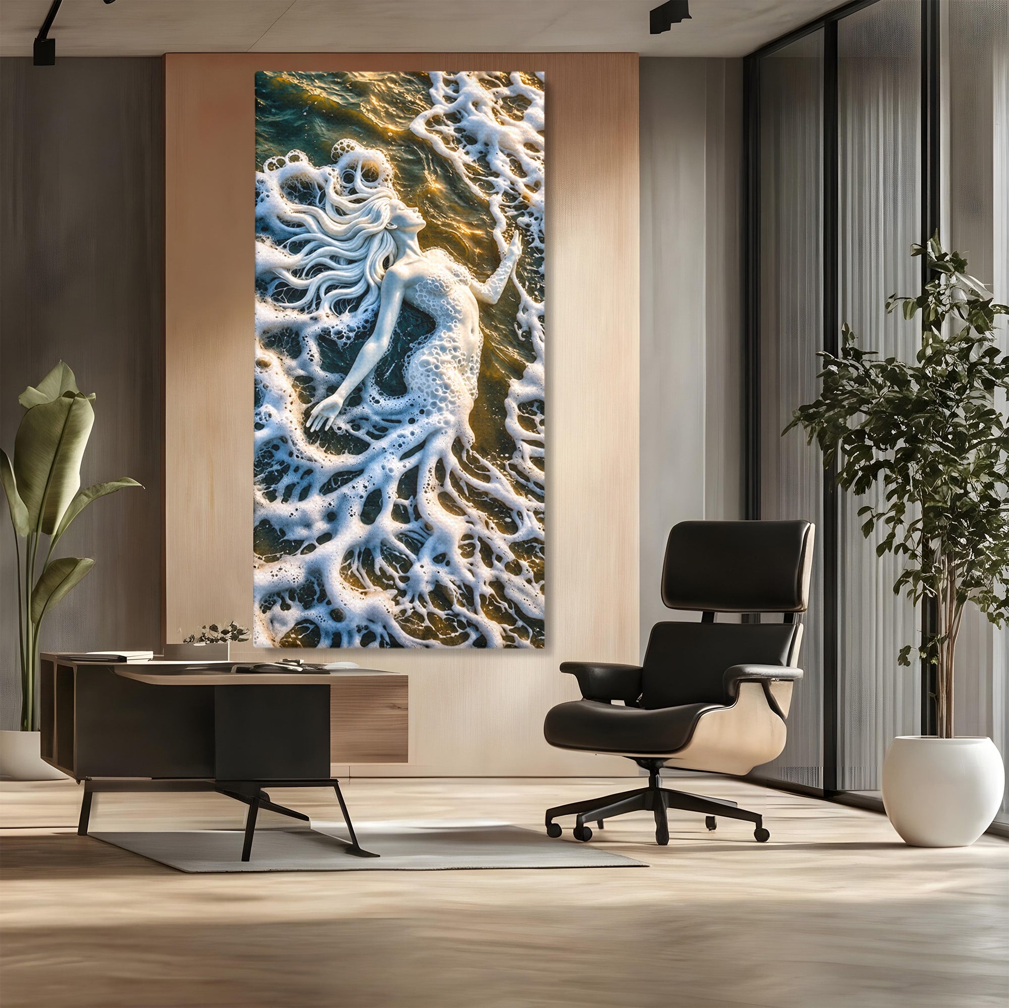 Tablou Canvas Premium LuxCanva® U1202, Suflet în Valuri, Sirena, Ocean, Valuri, Mitologie, Dormitor, Culori Vibrante
