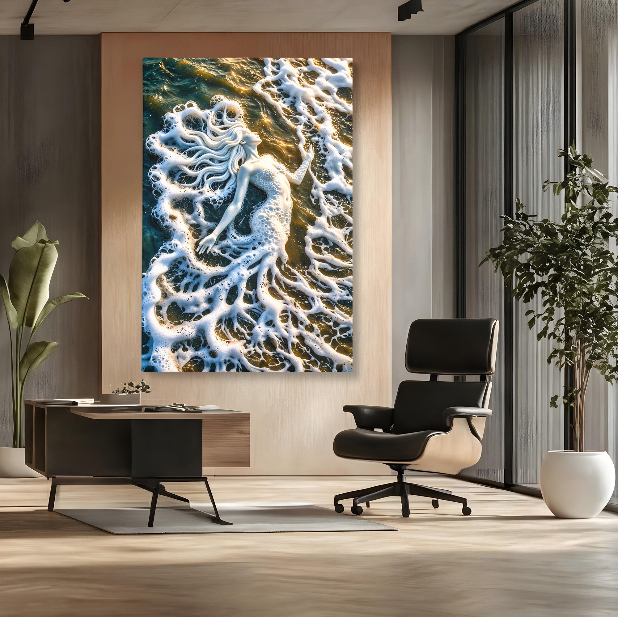 Tablou Canvas Premium LuxCanva® U1202, Suflet în Valuri, Sirena, Ocean, Valuri, Mitologie, Dormitor, Culori Vibrante