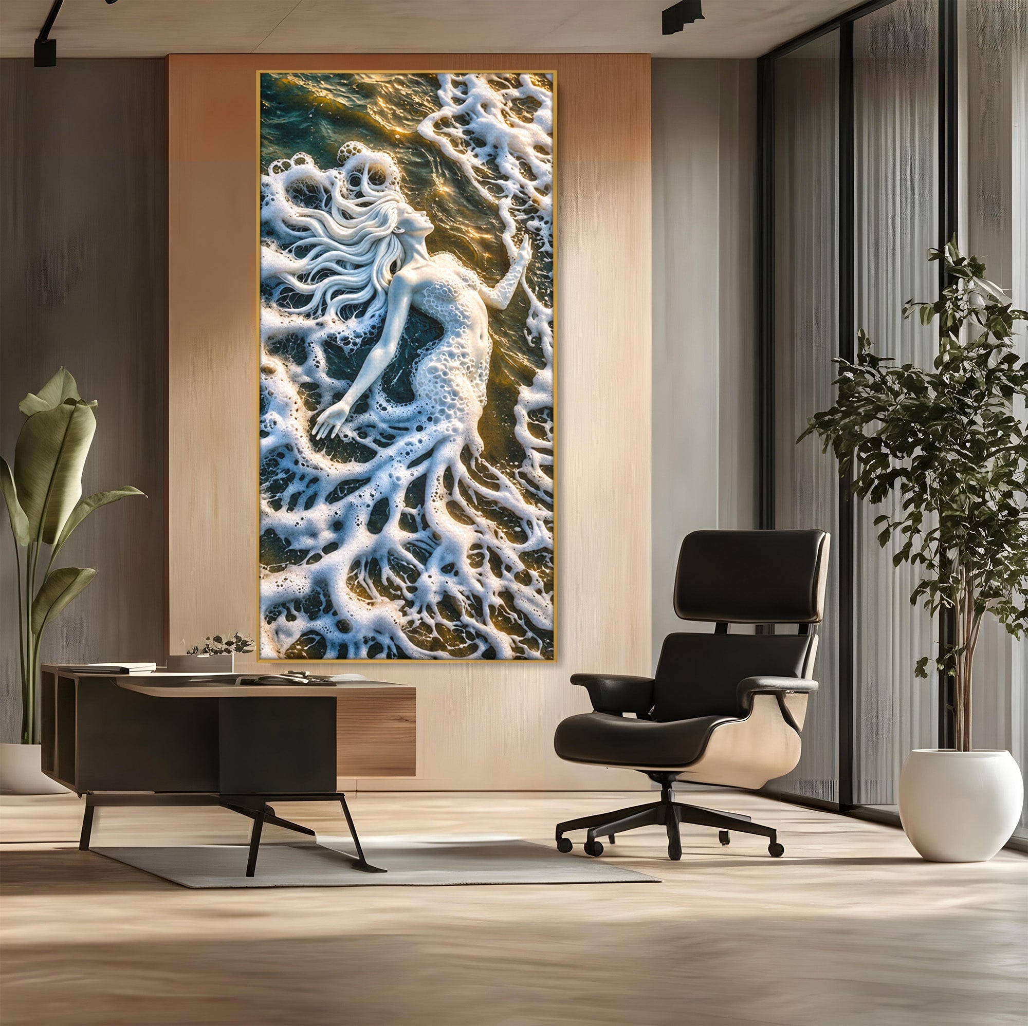 Tablou Canvas Premium LuxCanva® U1202, Suflet în Valuri, Sirena, Ocean, Valuri, Mitologie, Dormitor, Culori Vibrante
