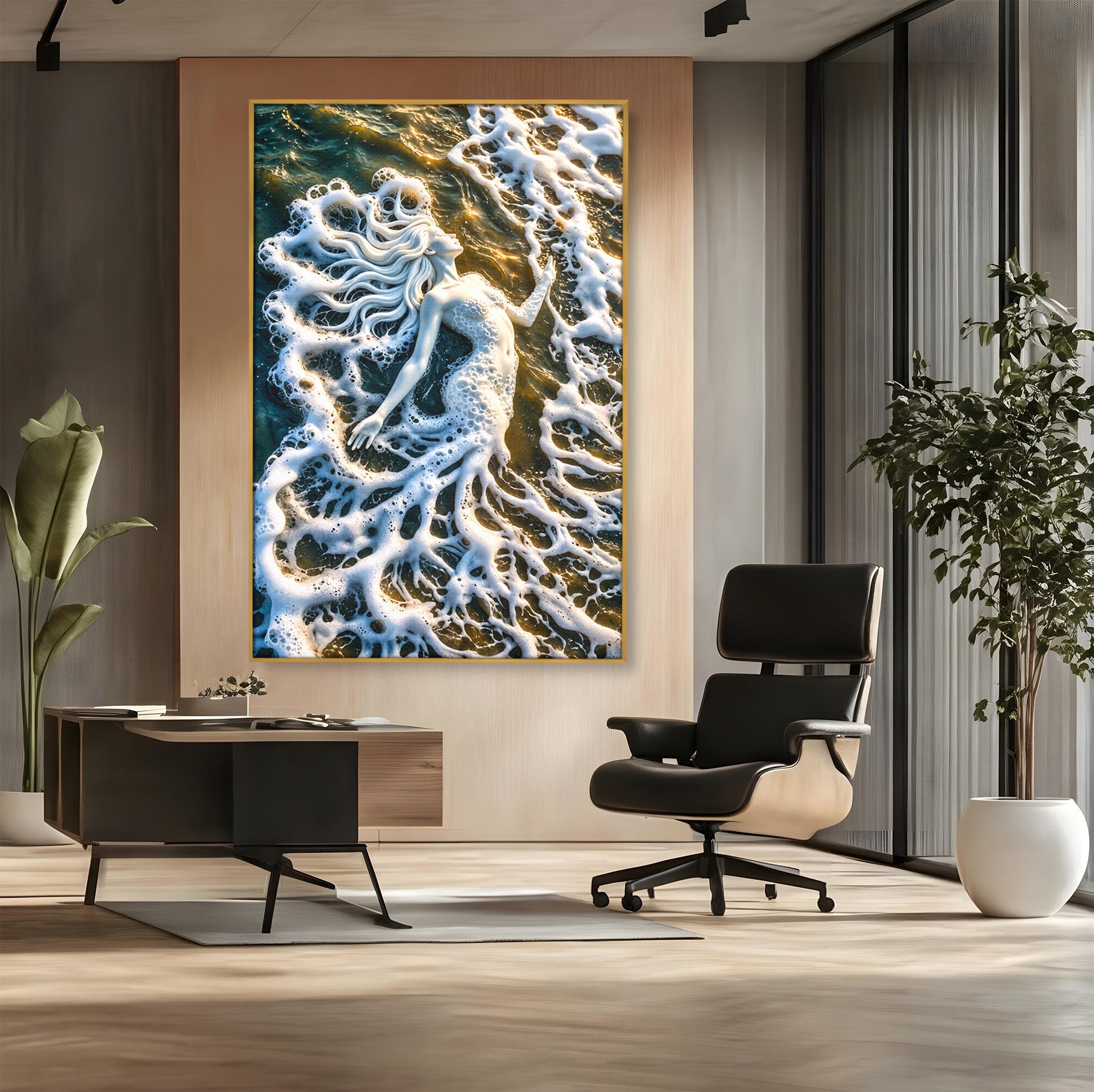 Tablou Canvas Premium LuxCanva® U1202, Suflet în Valuri, Sirena, Ocean, Valuri, Mitologie, Dormitor, Culori Vibrante