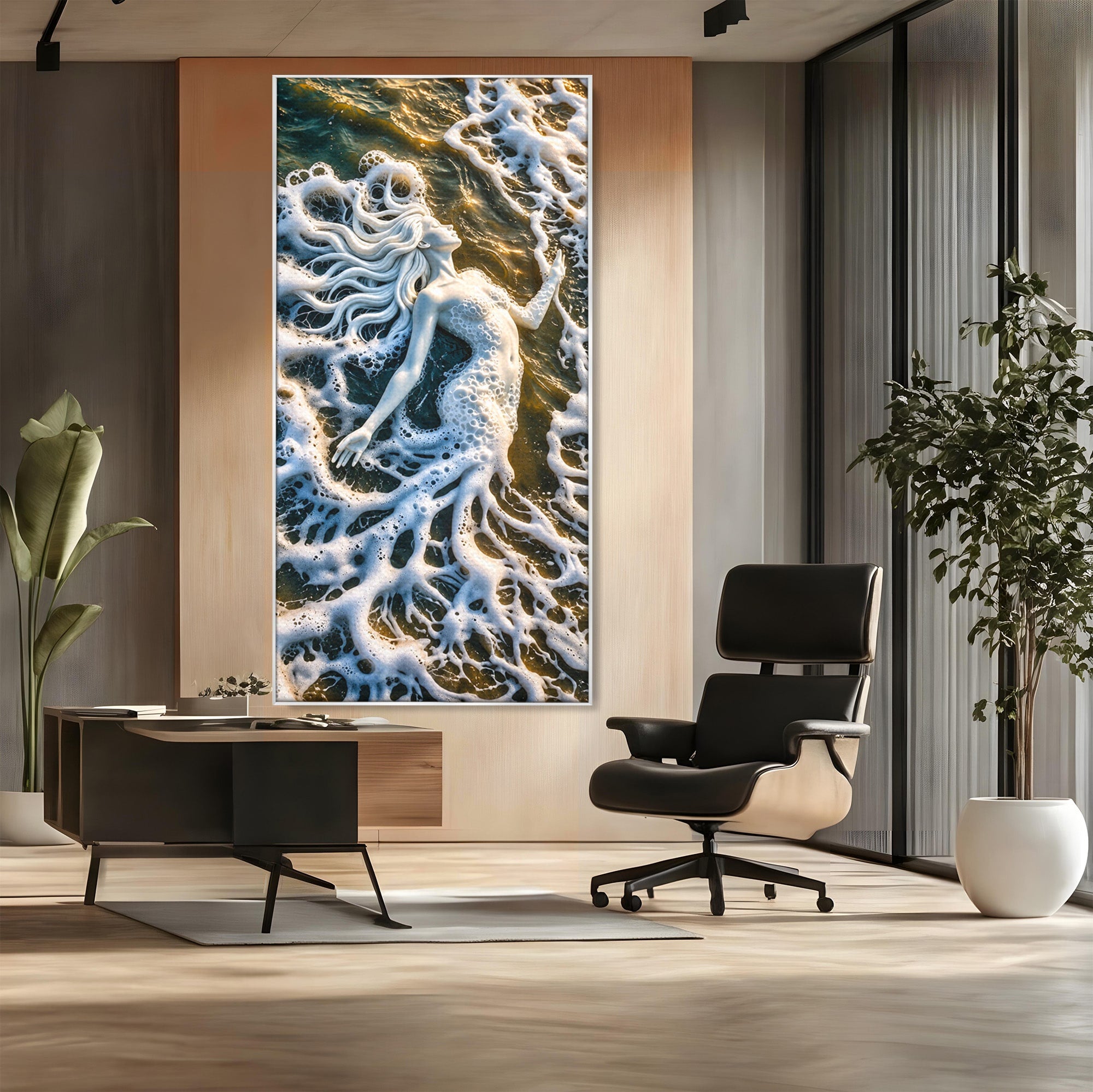 Tablou Canvas Premium LuxCanva® U1202, Suflet în Valuri, Sirena, Ocean, Valuri, Mitologie, Dormitor, Culori Vibrante
