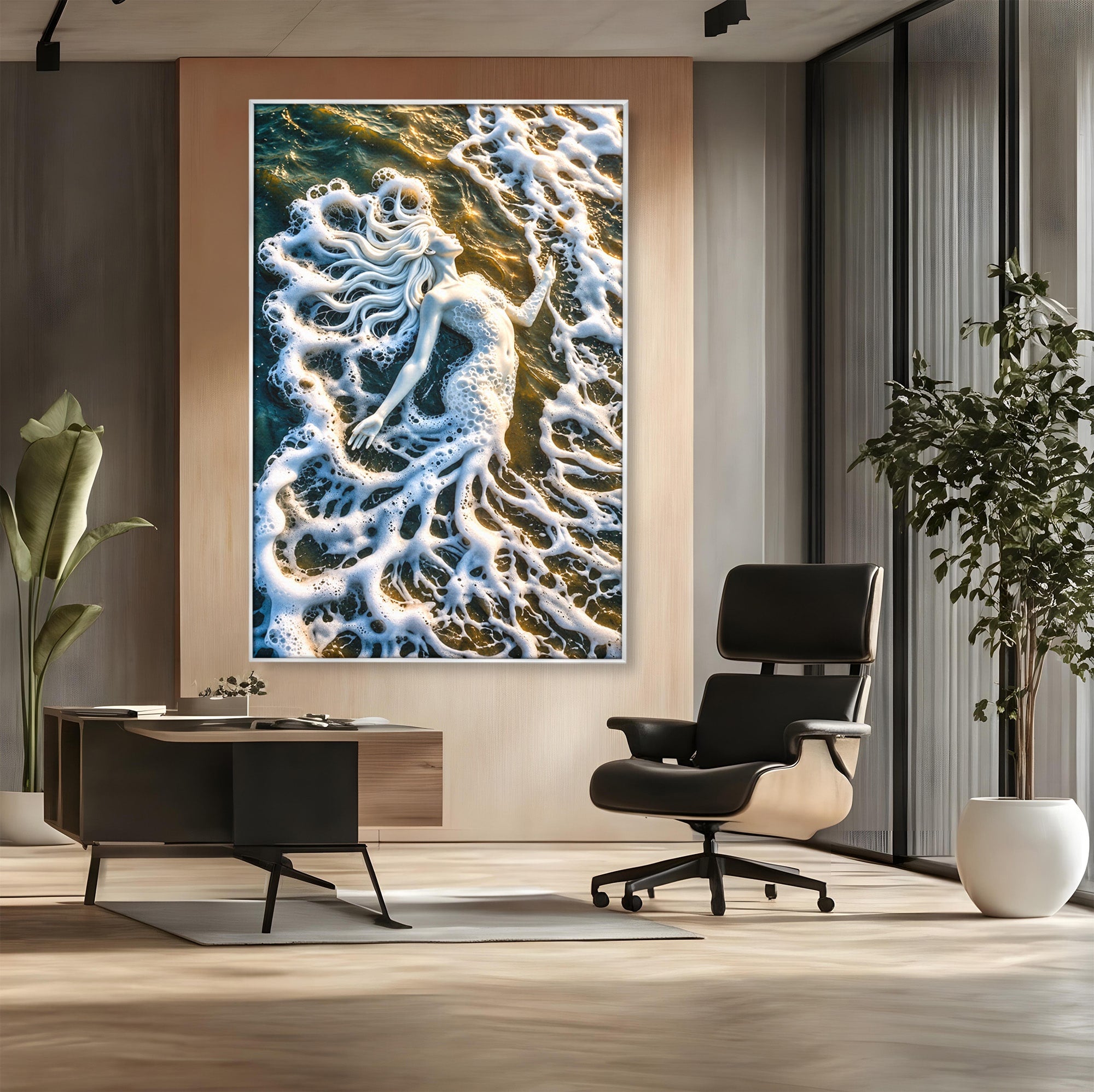 Tablou Canvas Premium LuxCanva® U1202, Suflet în Valuri, Sirena, Ocean, Valuri, Mitologie, Dormitor, Culori Vibrante
