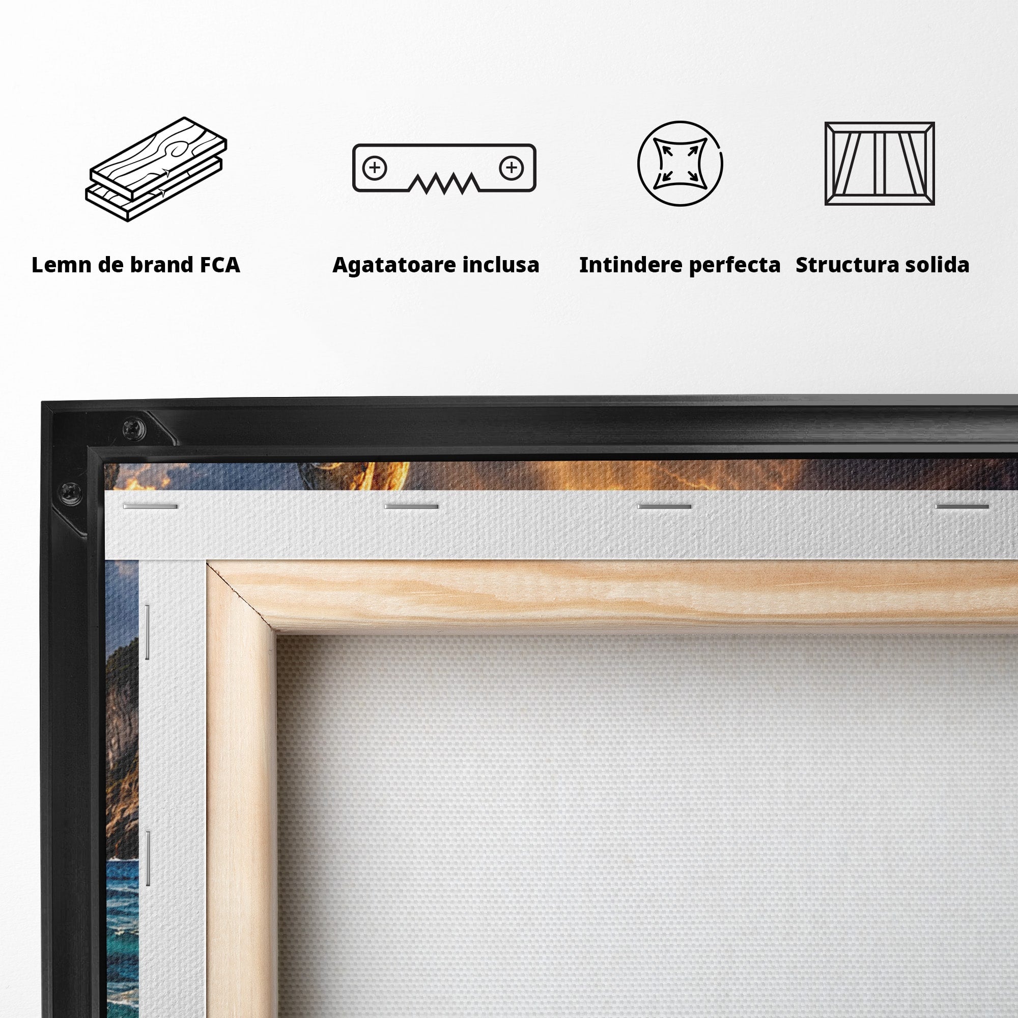 Tablou Canvas Premium LuxCanva® U1203, Mana Divina La Apus, Inima, Ocean, Natura, Mana, Apus, Living, Culori Vibrante