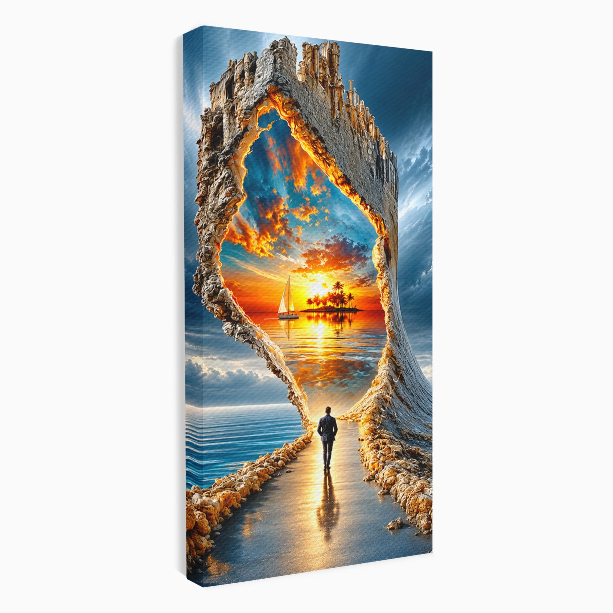 Tablou Canvas Premium LuxCanva® U1204, Portalul Spre Paradis, Peisaj, Mare, Apus, Vapor, Calatorie, Living, Culori Vibrante