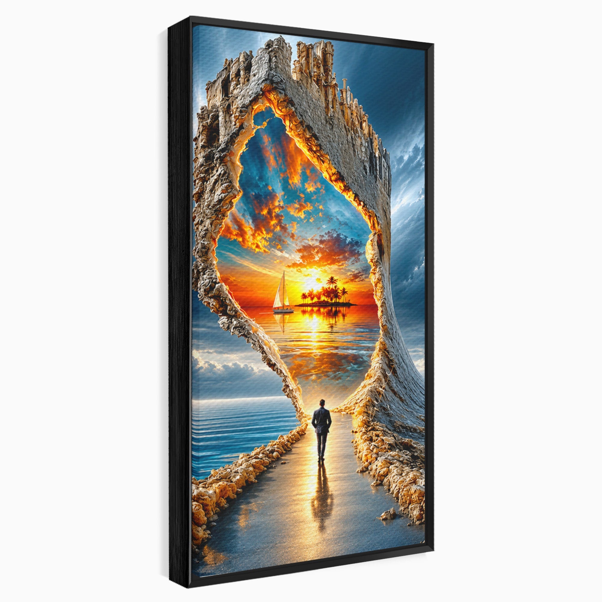 Tablou Canvas Premium LuxCanva® U1204, Portalul Spre Paradis, Peisaj, Mare, Apus, Vapor, Calatorie, Living, Culori Vibrante