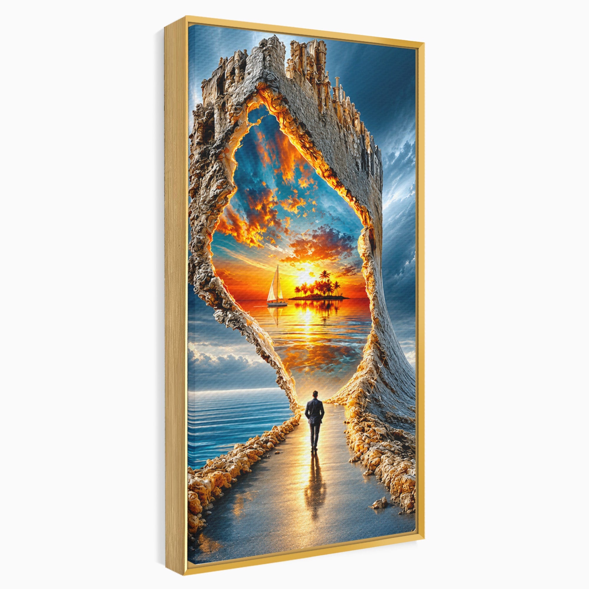 Tablou Canvas Premium LuxCanva® U1204, Portalul Spre Paradis, Peisaj, Mare, Apus, Vapor, Calatorie, Living, Culori Vibrante