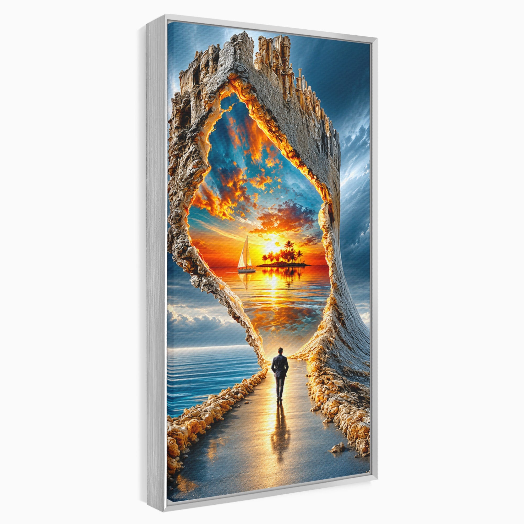 Tablou Canvas Premium LuxCanva® U1204, Portalul Spre Paradis, Peisaj, Mare, Apus, Vapor, Calatorie, Living, Culori Vibrante
