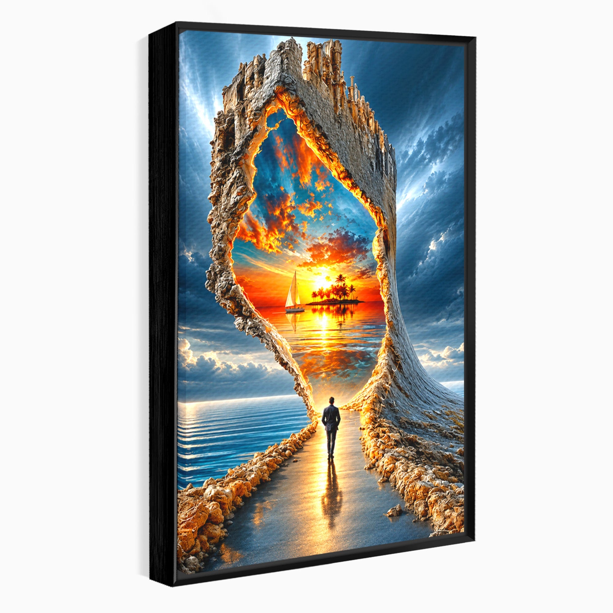 Tablou Canvas Premium LuxCanva® U1204, Portalul Spre Paradis, Peisaj, Mare, Apus, Vapor, Calatorie, Living, Culori Vibrante