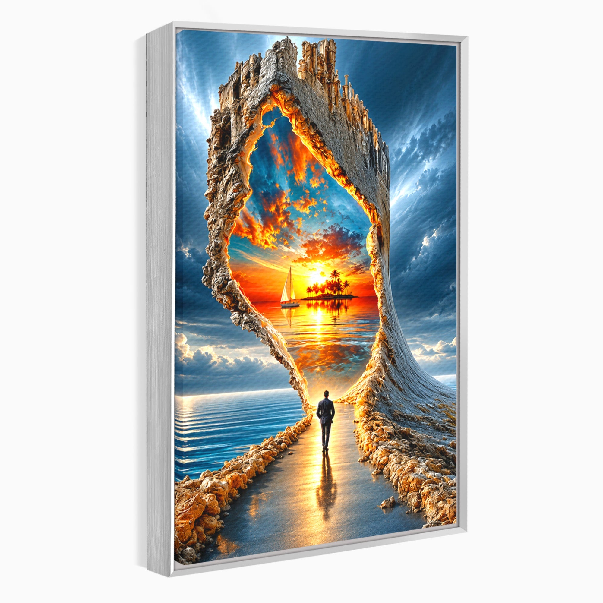 Tablou Canvas Premium LuxCanva® U1204, Portalul Spre Paradis, Peisaj, Mare, Apus, Vapor, Calatorie, Living, Culori Vibrante