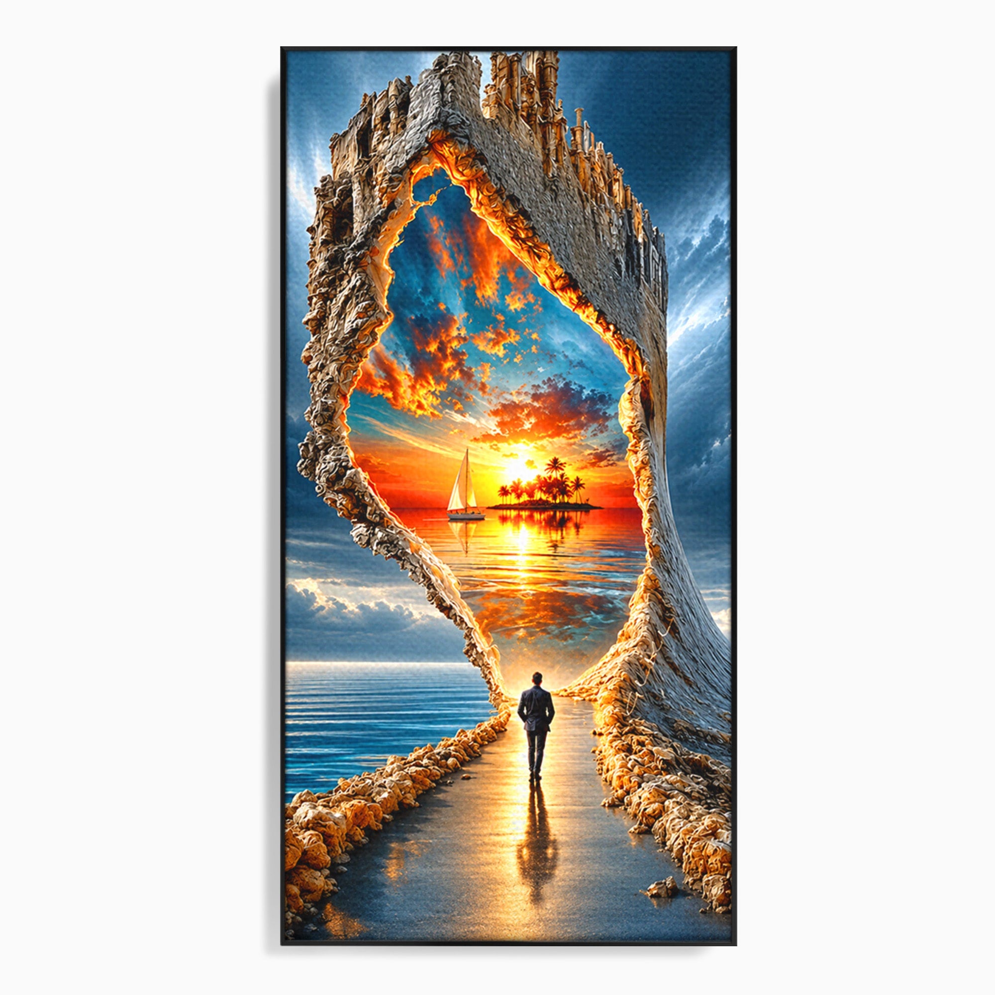 Tablou Canvas Premium LuxCanva® U1204, Portalul Spre Paradis, Peisaj, Mare, Apus, Vapor, Calatorie, Living, Culori Vibrante