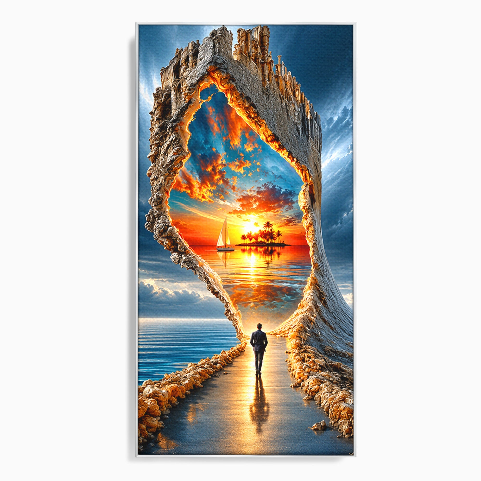 Tablou Canvas Premium LuxCanva® U1204, Portalul Spre Paradis, Peisaj, Mare, Apus, Vapor, Calatorie, Living, Culori Vibrante