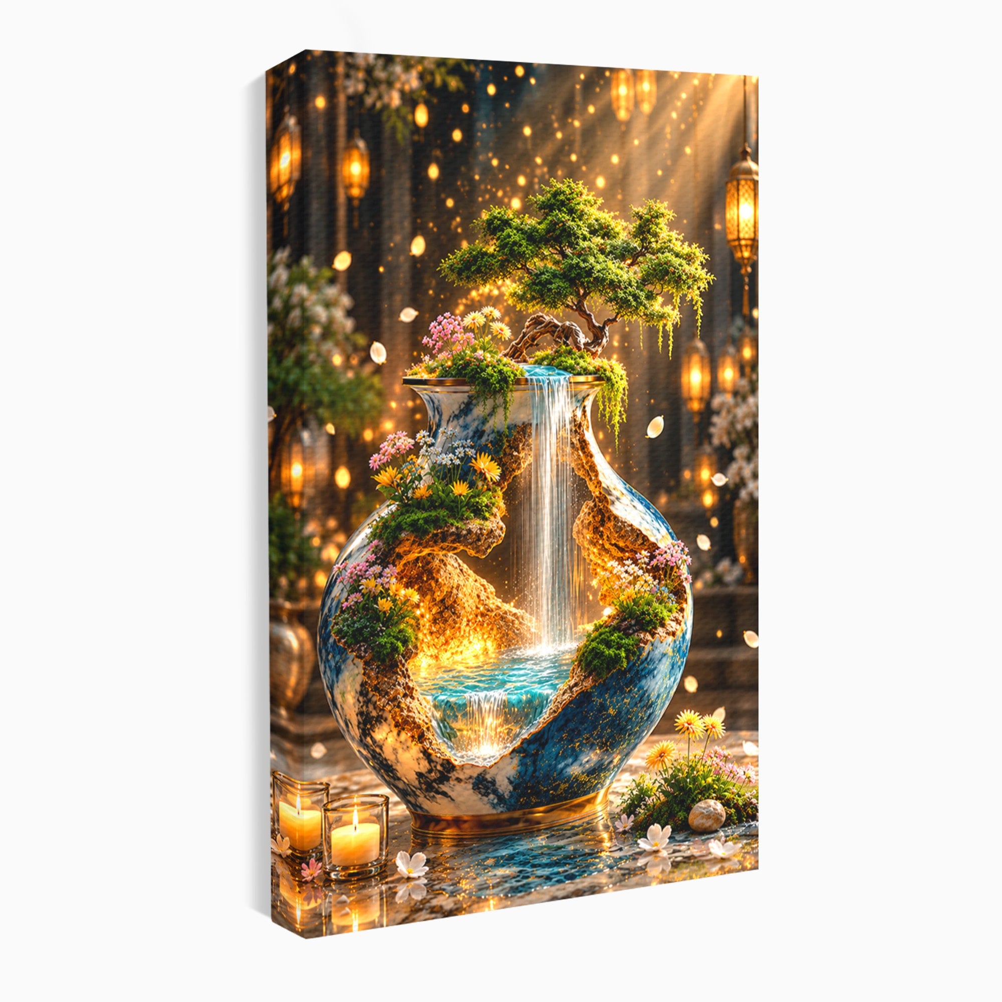 Tablou Canvas Premium LuxCanva® U1207, Vasul Magic Cu Cascada, Natura, Living, Arta, Culori Vibrante