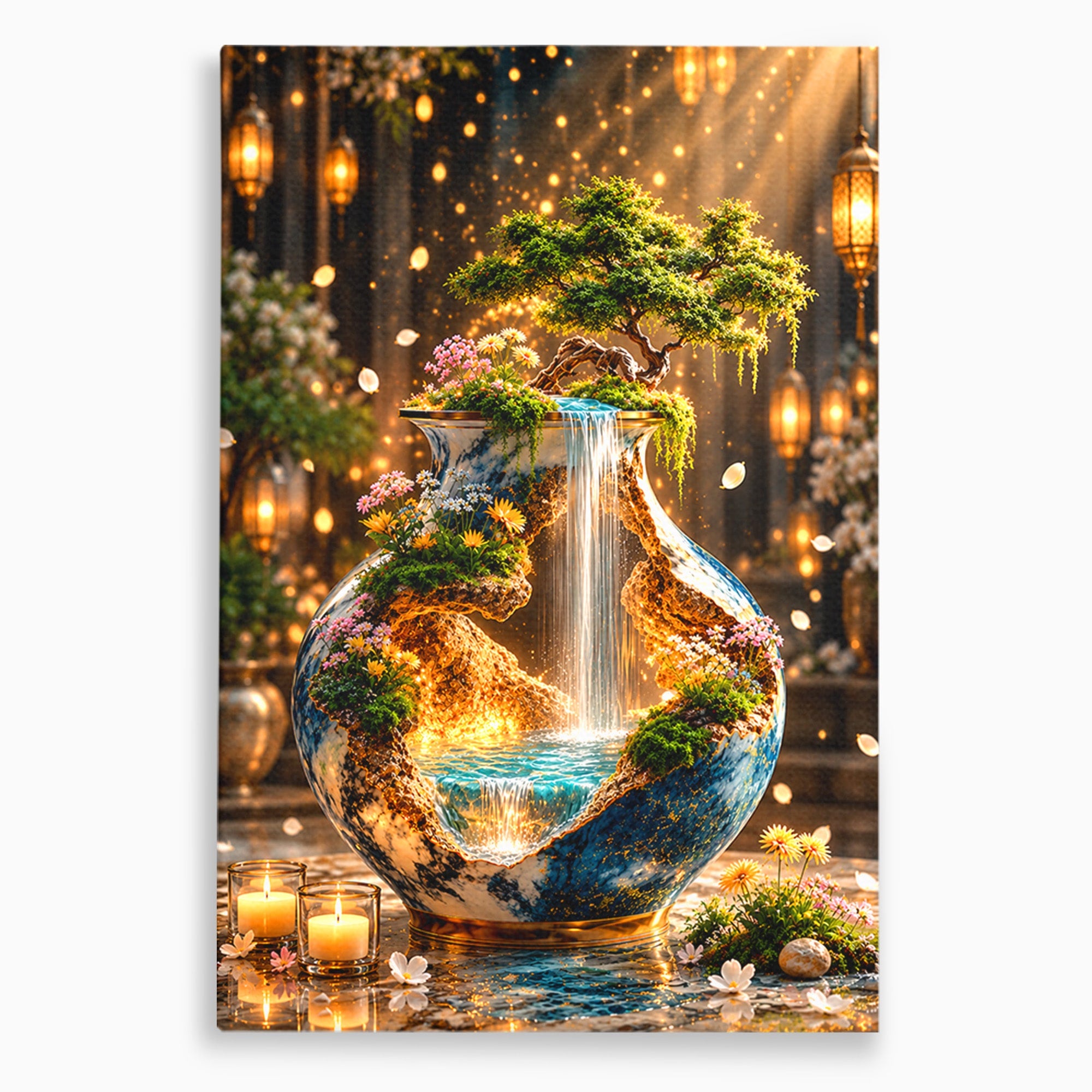 Tablou Canvas Premium LuxCanva® U1207, Vasul Magic Cu Cascada, Natura, Living, Arta, Culori Vibrante