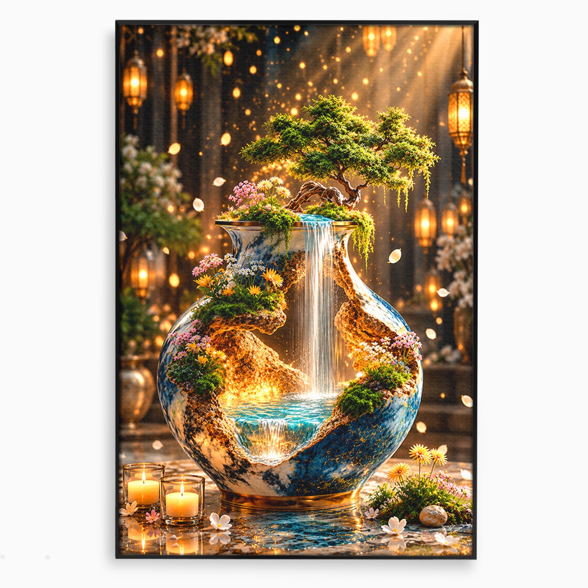 Tablou Canvas Premium LuxCanva® U1207, Vasul Magic Cu Cascada, Natura, Living, Arta, Culori Vibrante