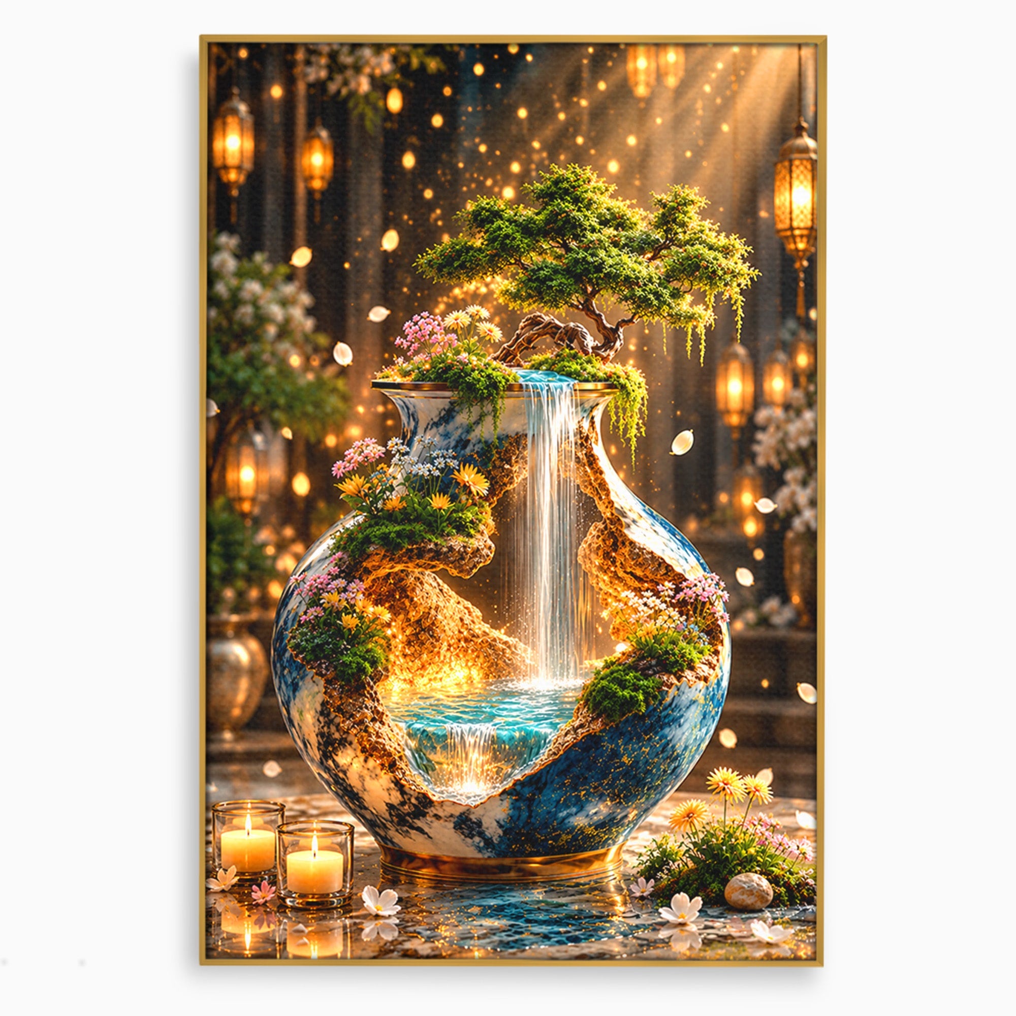Tablou Canvas Premium LuxCanva® U1207, Vasul Magic Cu Cascada, Natura, Living, Arta, Culori Vibrante