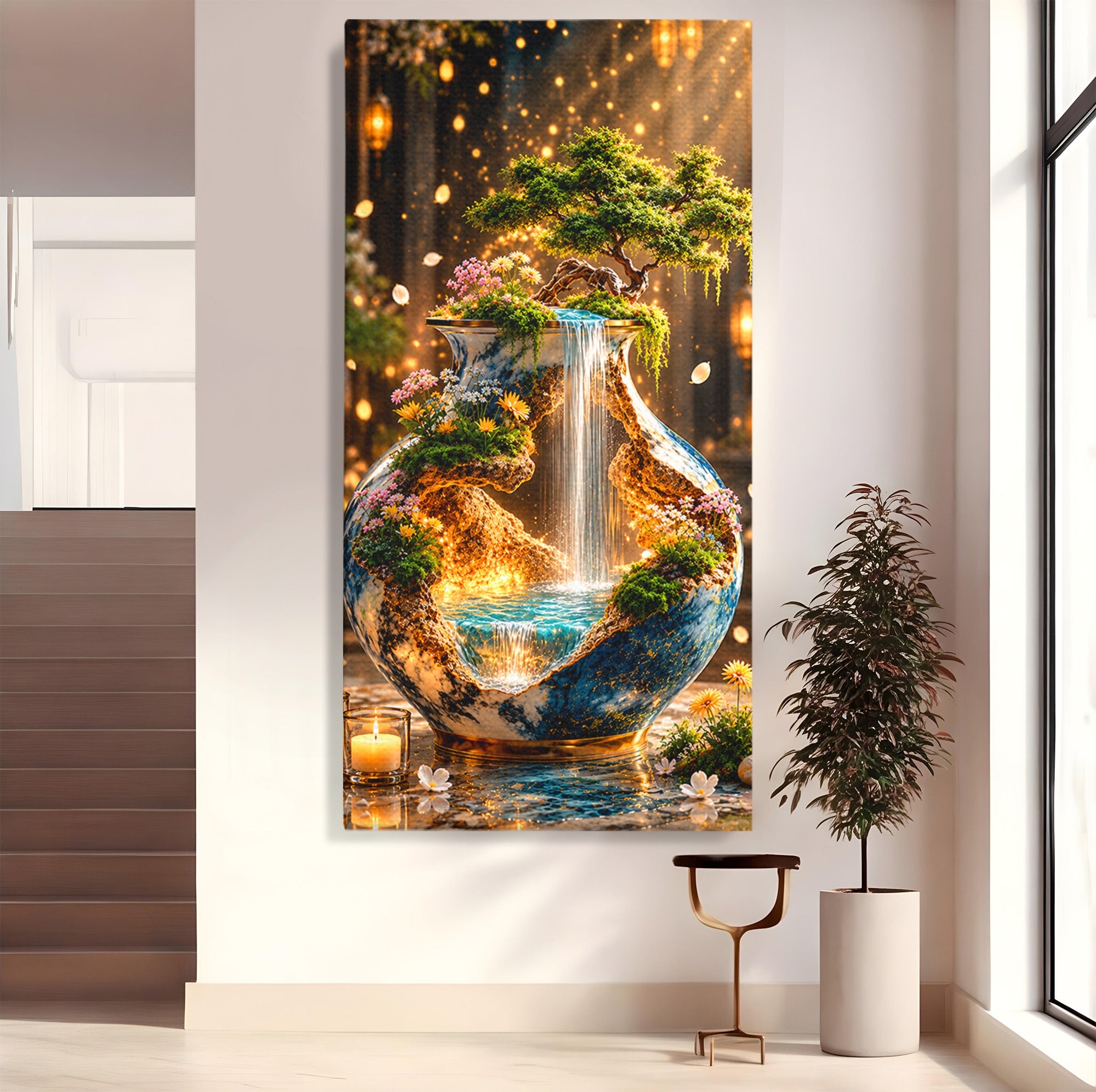 Tablou Canvas Premium LuxCanva® U1207, Vasul Magic Cu Cascada, Natura, Living, Arta, Culori Vibrante
