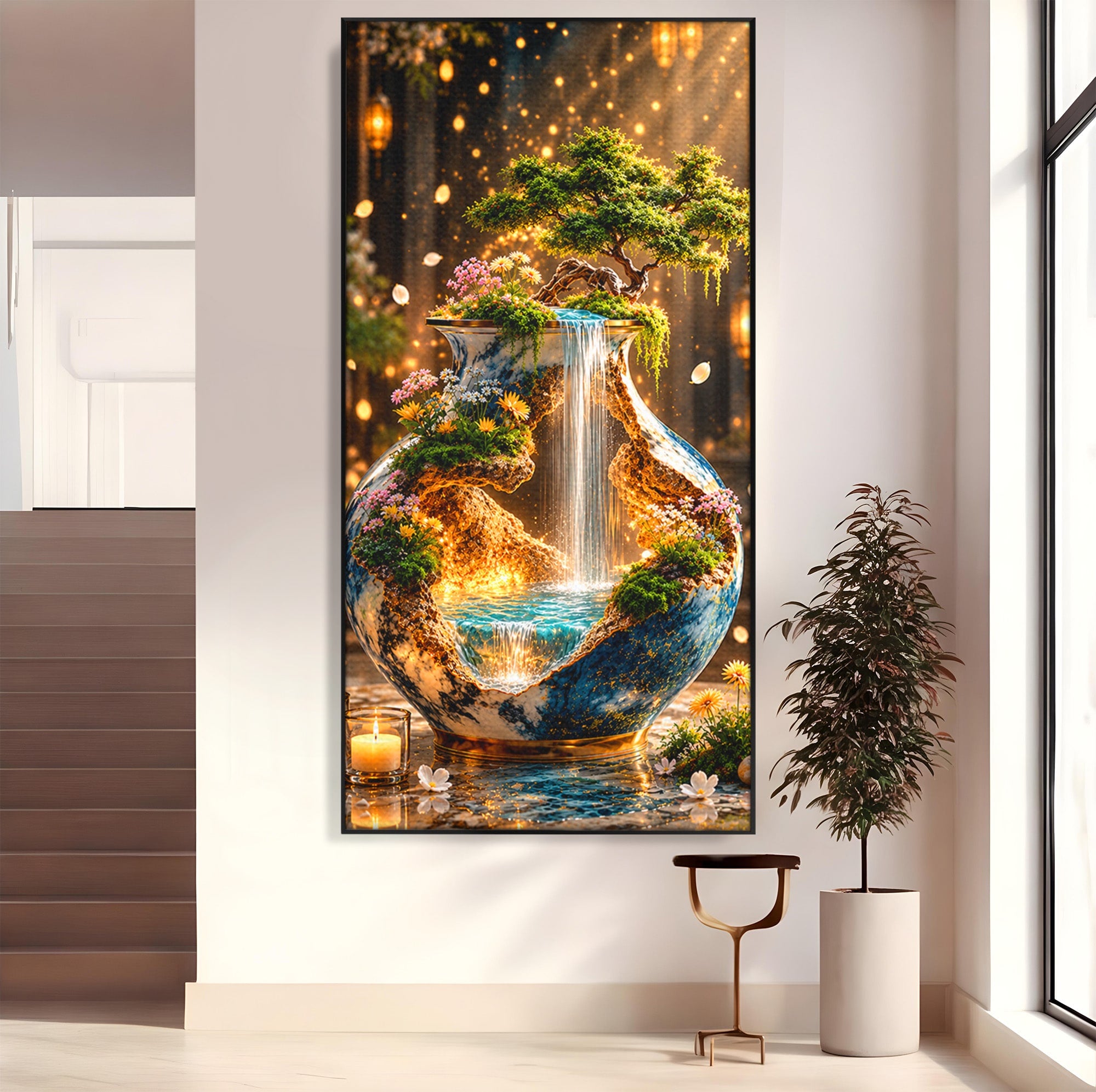 Tablou Canvas Premium LuxCanva® U1207, Vasul Magic Cu Cascada, Natura, Living, Arta, Culori Vibrante