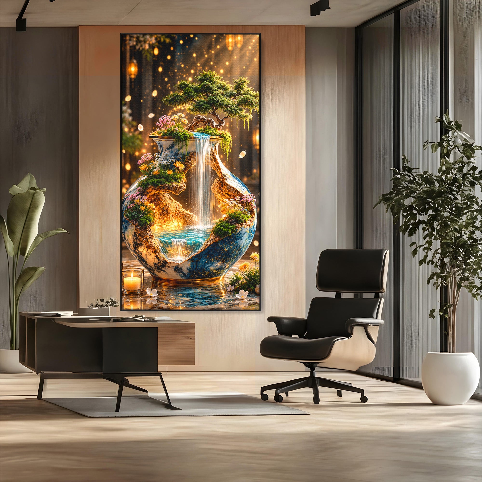Tablou Canvas Premium LuxCanva® U1207, Vasul Magic Cu Cascada, Natura, Living, Arta, Culori Vibrante