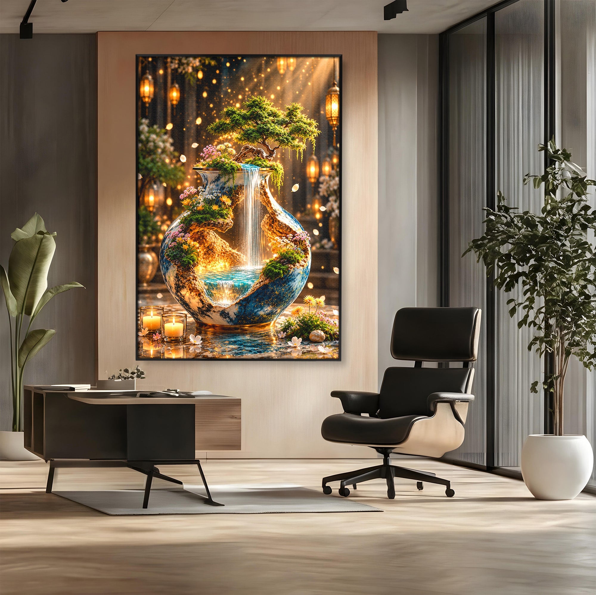 Tablou Canvas Premium LuxCanva® U1207, Vasul Magic Cu Cascada, Natura, Living, Arta, Culori Vibrante