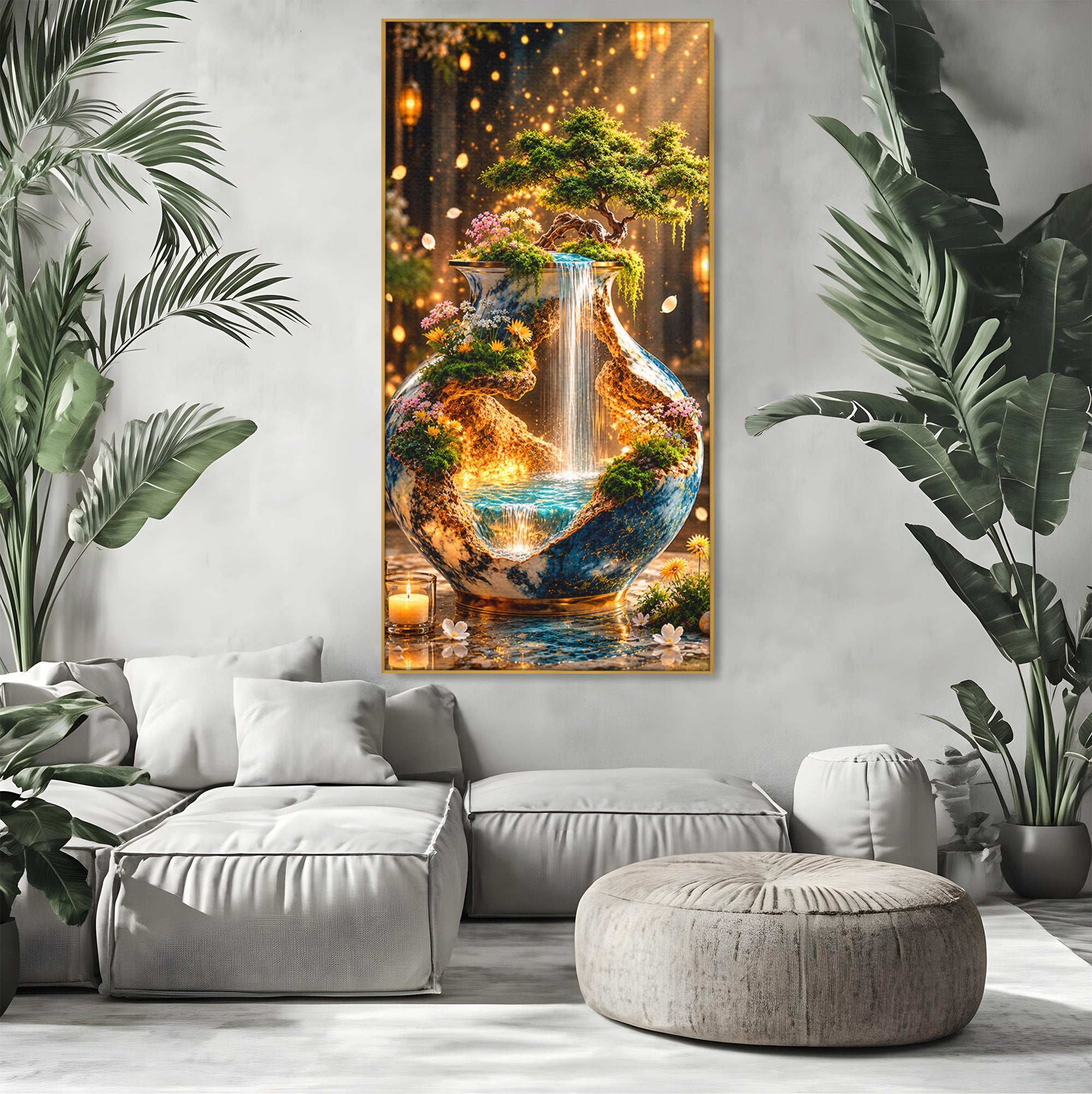 Tablou Canvas Premium LuxCanva® U1207, Vasul Magic Cu Cascada, Natura, Living, Arta, Culori Vibrante