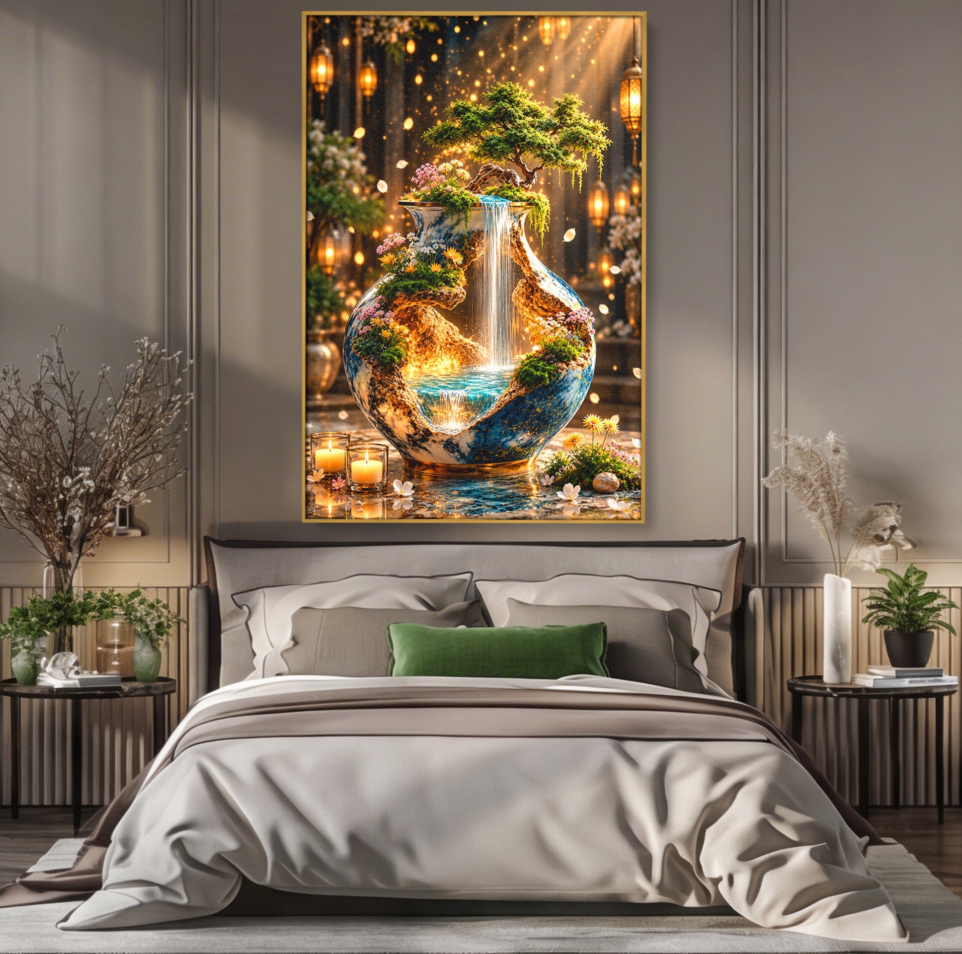 Tablou Canvas Premium LuxCanva® U1207, Vasul Magic Cu Cascada, Natura, Living, Arta, Culori Vibrante