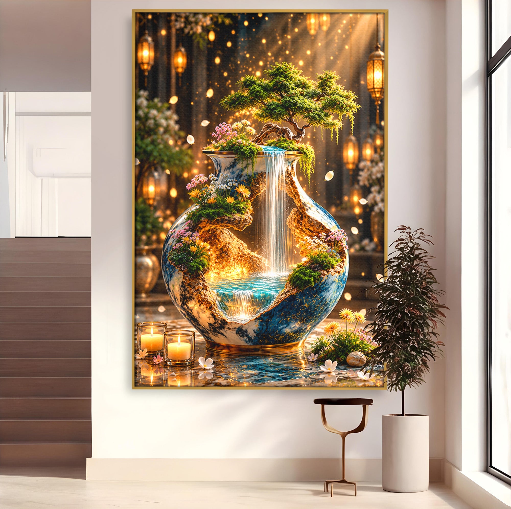 Tablou Canvas Premium LuxCanva® U1207, Vasul Magic Cu Cascada, Natura, Living, Arta, Culori Vibrante