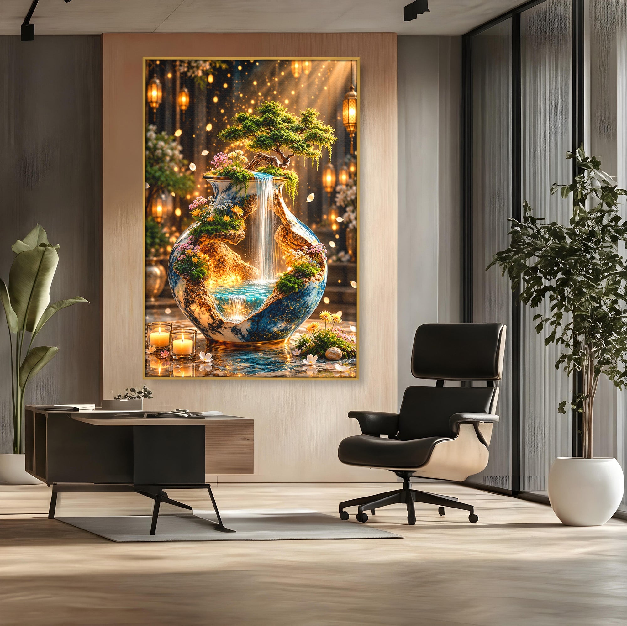 Tablou Canvas Premium LuxCanva® U1207, Vasul Magic Cu Cascada, Natura, Living, Arta, Culori Vibrante